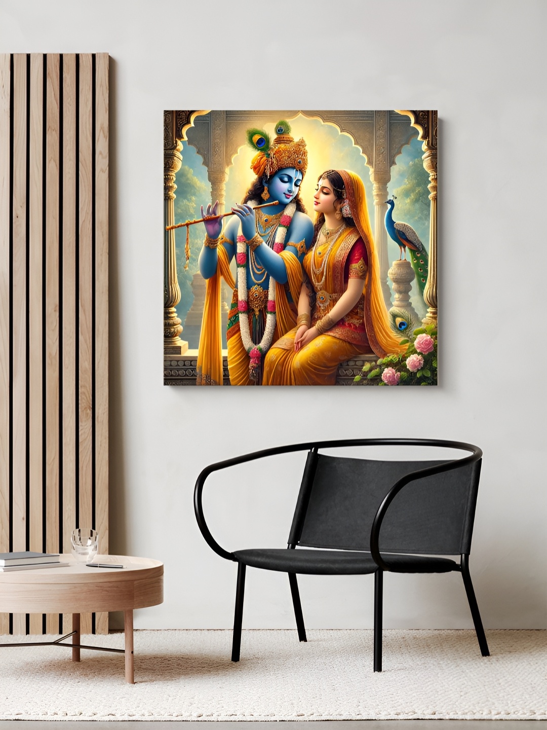 

999Store Brown & Blue Radha Krishna Canvas Wall Art
