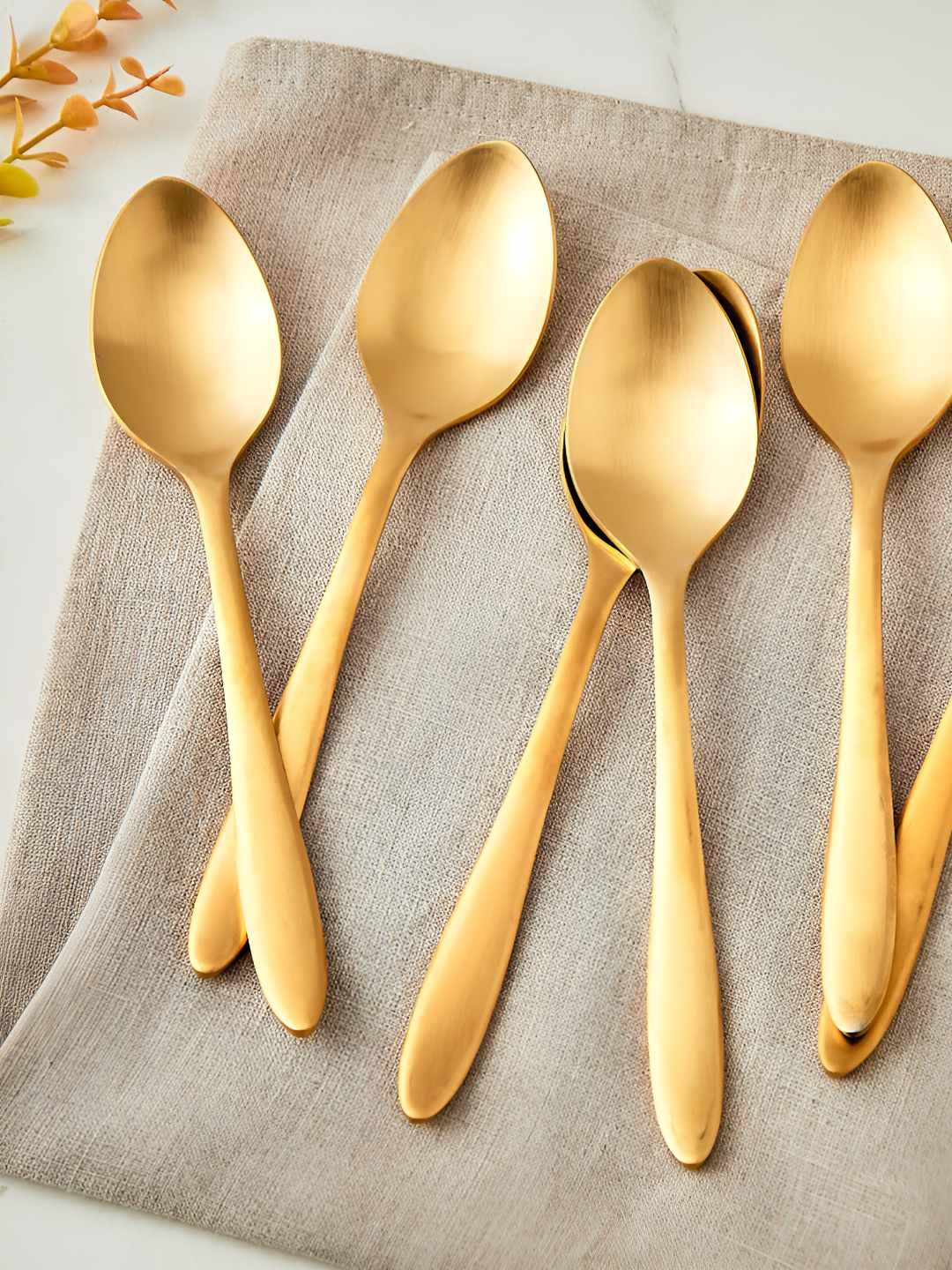 

Home Centre Glister Gold-Toned 6 Pieces Stainless Steel Dinner Spoons