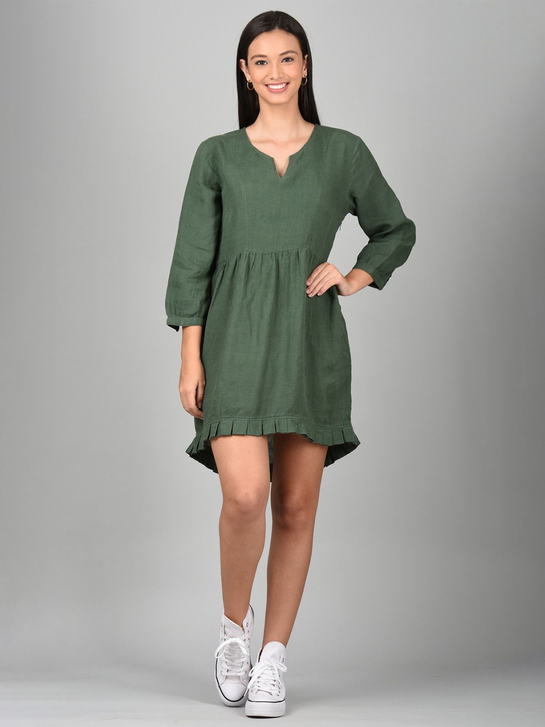 

Linen Options Linen A-Line Dress, Green