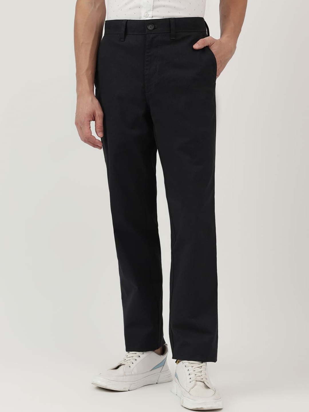 

Marks & Spencer Men Solid Cotton Trousers, Navy blue