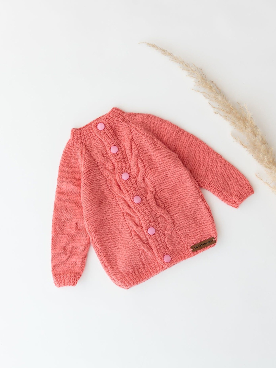 

The Original Knit Kids Cable Knit Self Design Cardigan, Pink