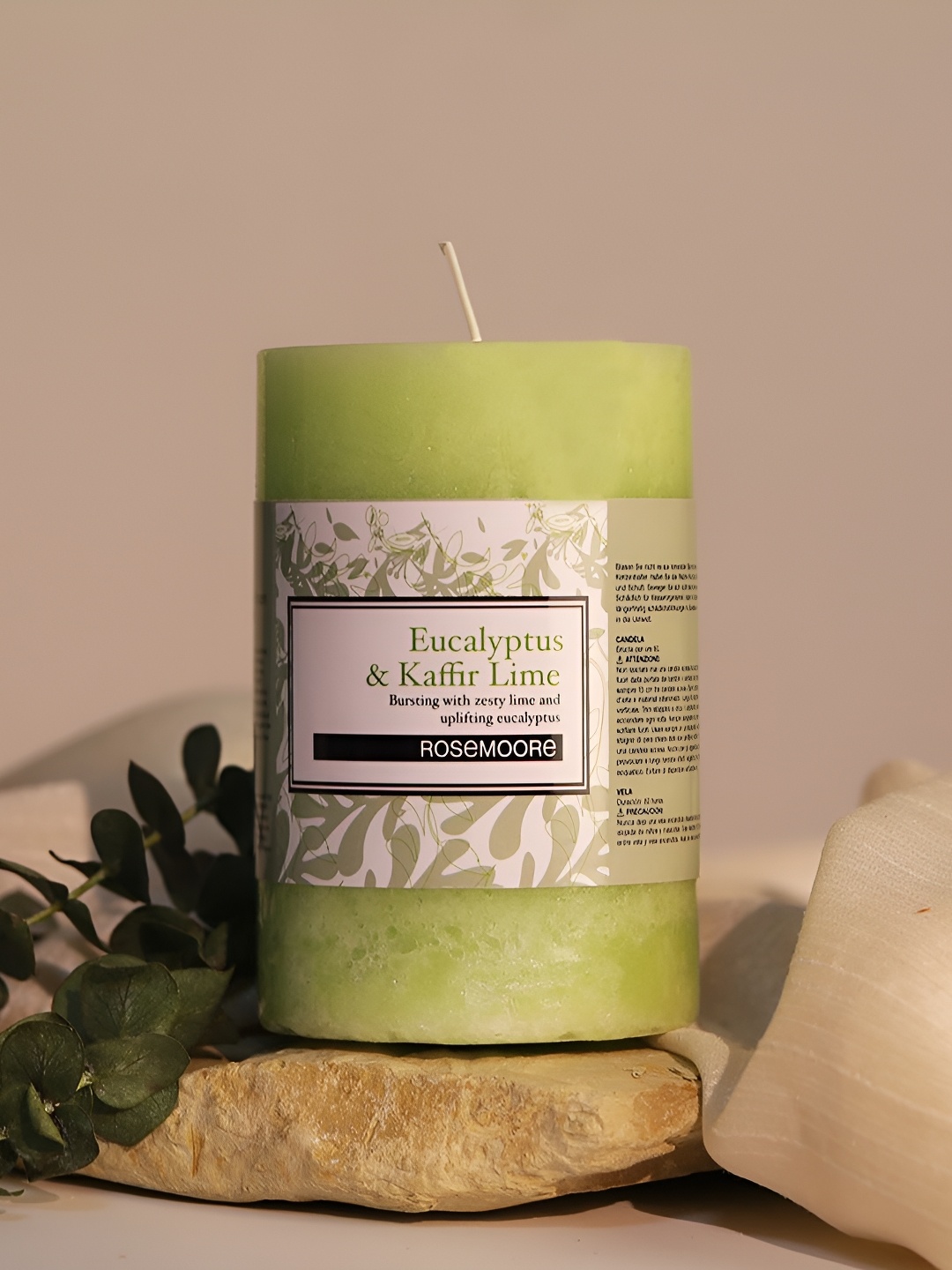 

ROSEMOORe Green Eucalyptus & Kaffir Lime Scented Pillar Candle