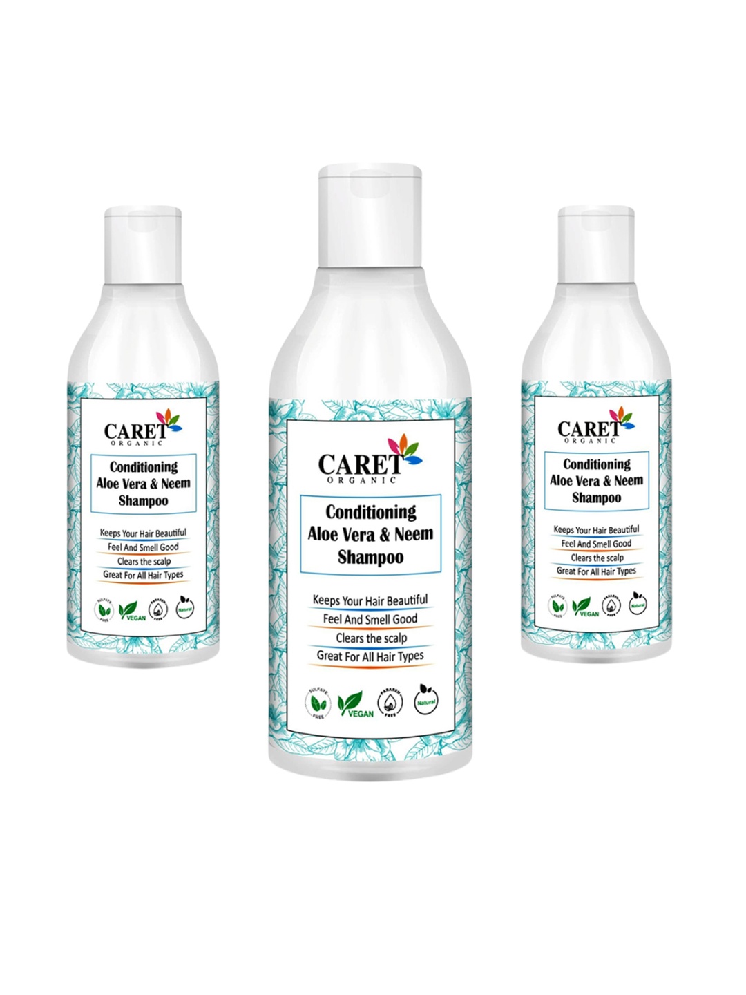 

CARET ORGANIC Set Of 3 100% Natural Dandruff Control Shampoo-300ml Each, White