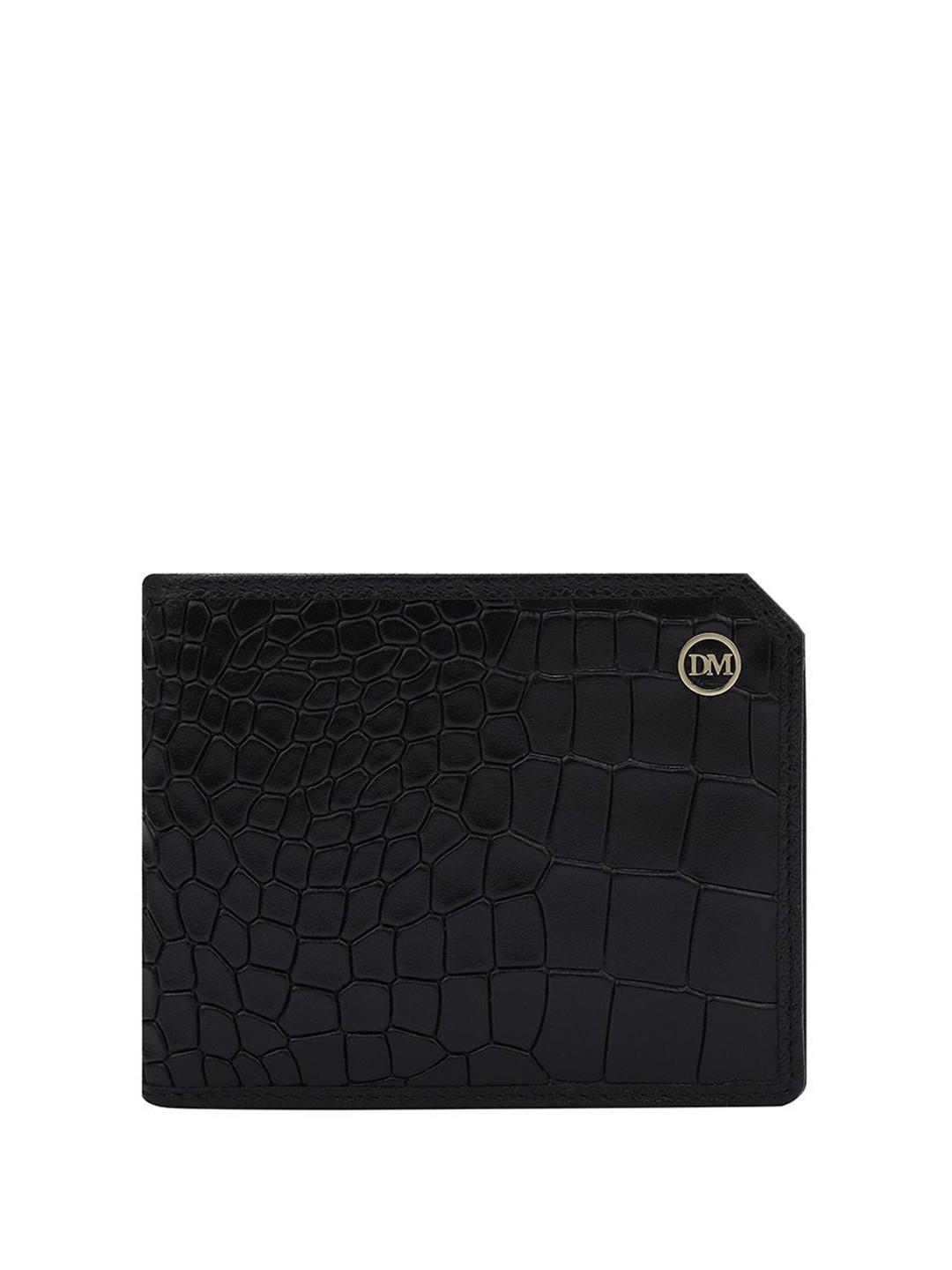 

Da Milano Men Textured Leather Two Fold Wallet, Black