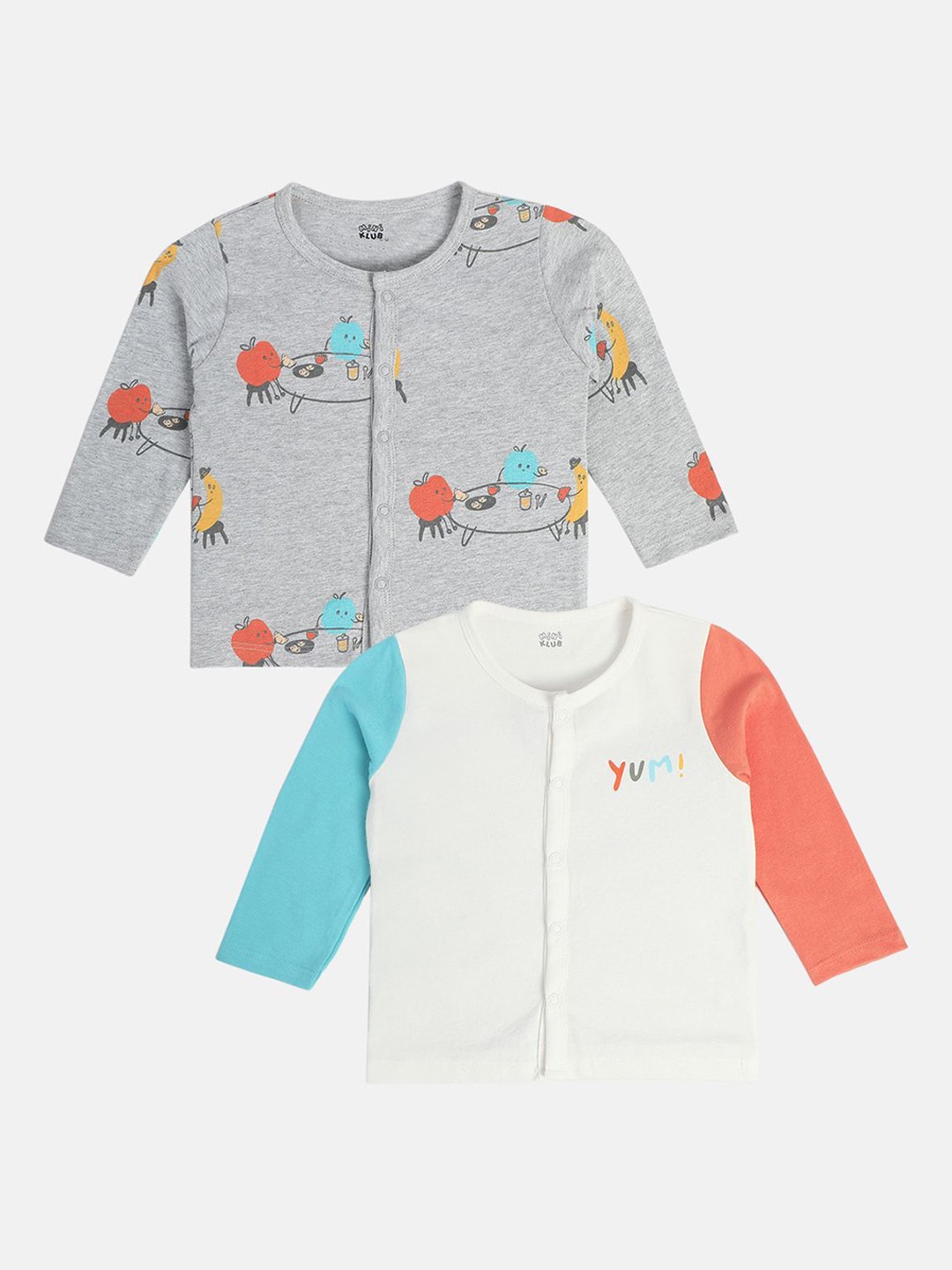 

MINI KLUB Pack Of 2 Unisex Printed Long Sleeves Jhabla, Grey