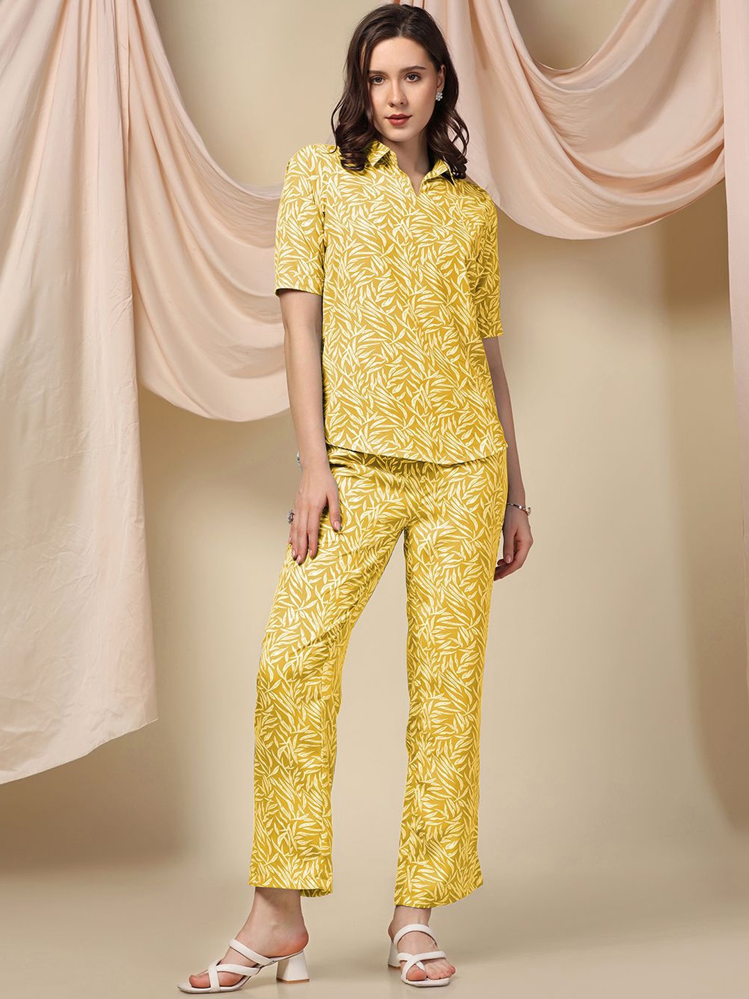 

BAESD Printed Top & Trouser Co-Ords, Yellow