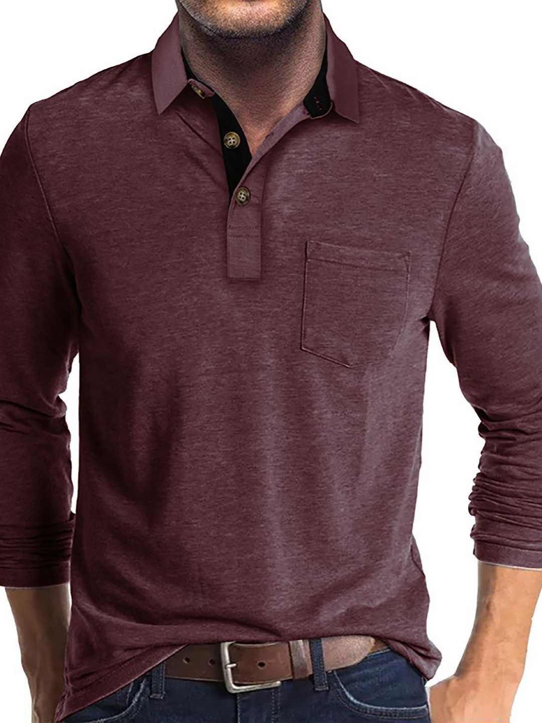 

StyleCast x Revolte Men Solid Polo Collar Cotton T-shirt, Maroon