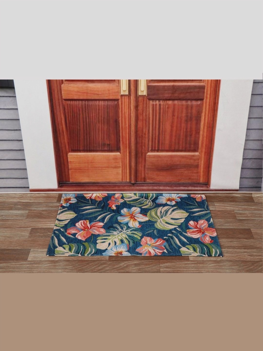 

BELLA TRUE Blue & Red Floral Printed Anti Slip Doormats