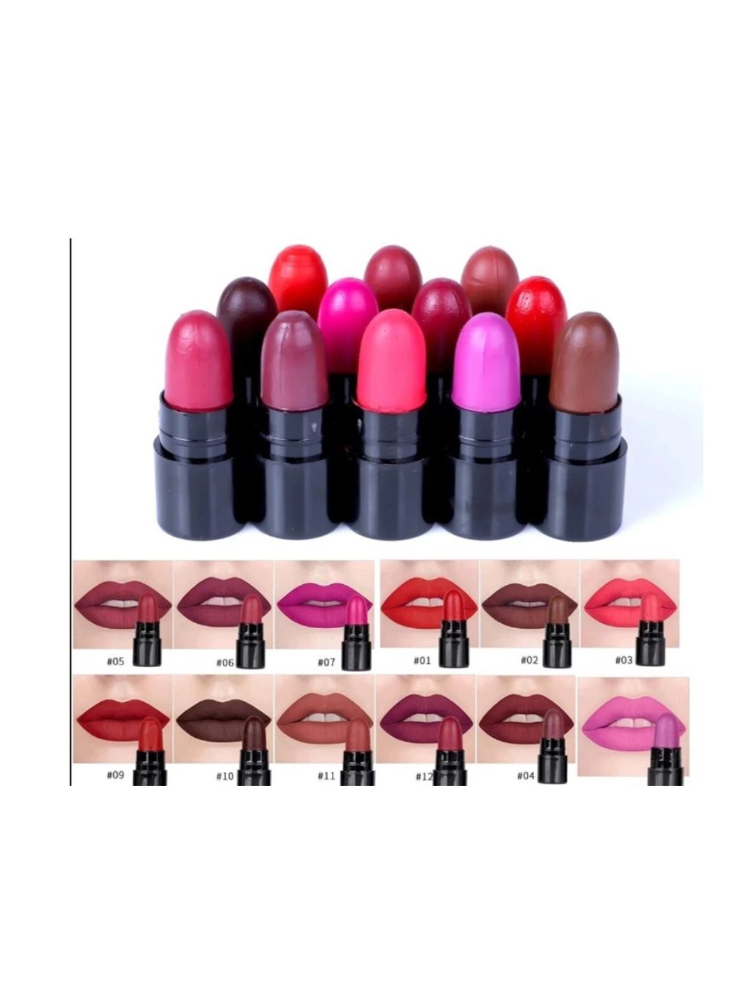 

YELGO Set Of 12 Mini Matte Lip Crayon - 2.5 g Each, Red