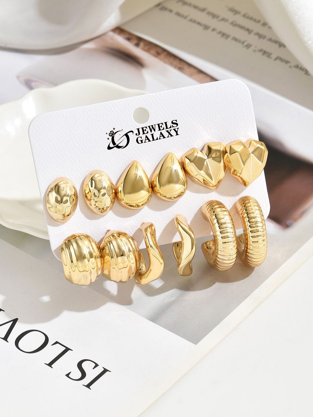 

Jewels Galaxy Contemporary Half Hoop Earrings, Gold