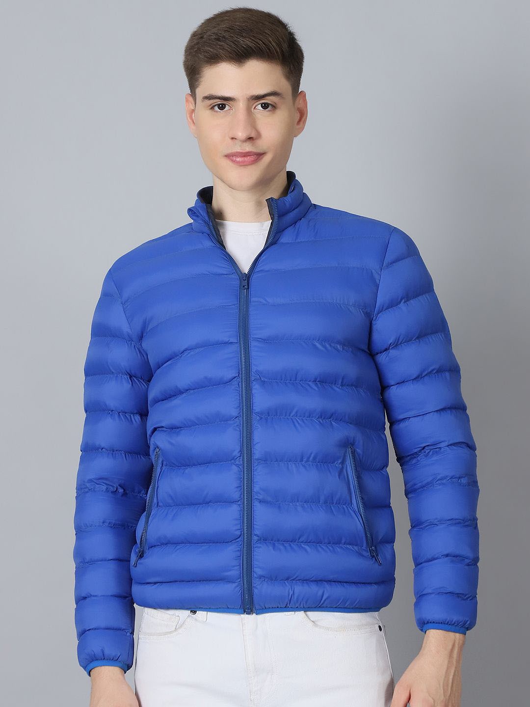 

HOUSE OF VEDAS Men Lightweight Bomber Jacket, Blue