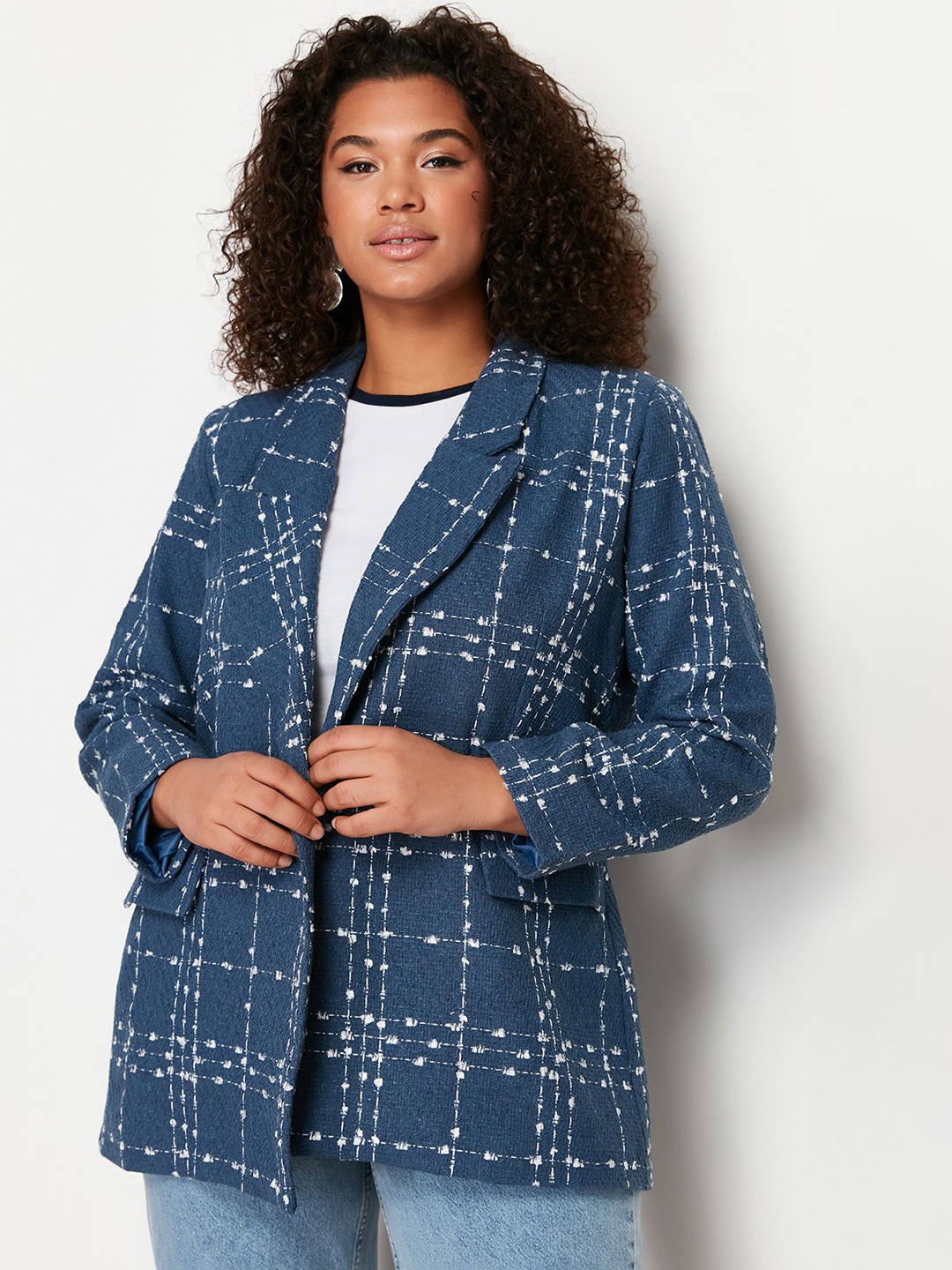 

Trendyol Women Geometric Tailored Jacket, Na