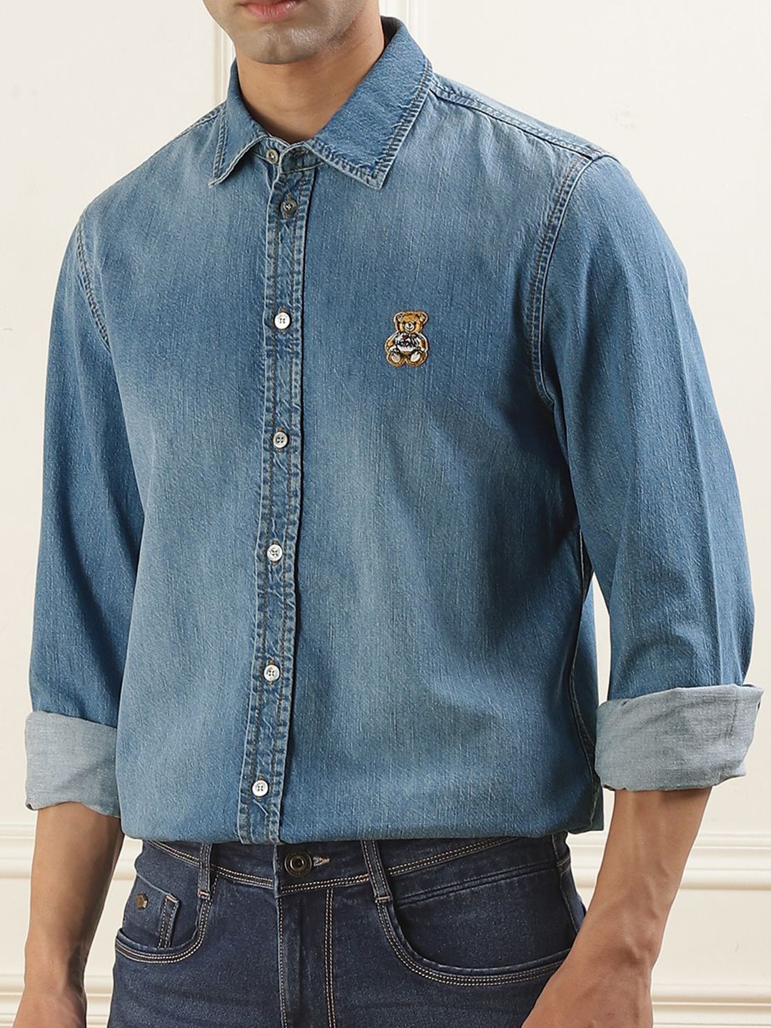 

MOSCHINO COUTURE Men Slim Fit Opaque Formal Shirt, Blue
