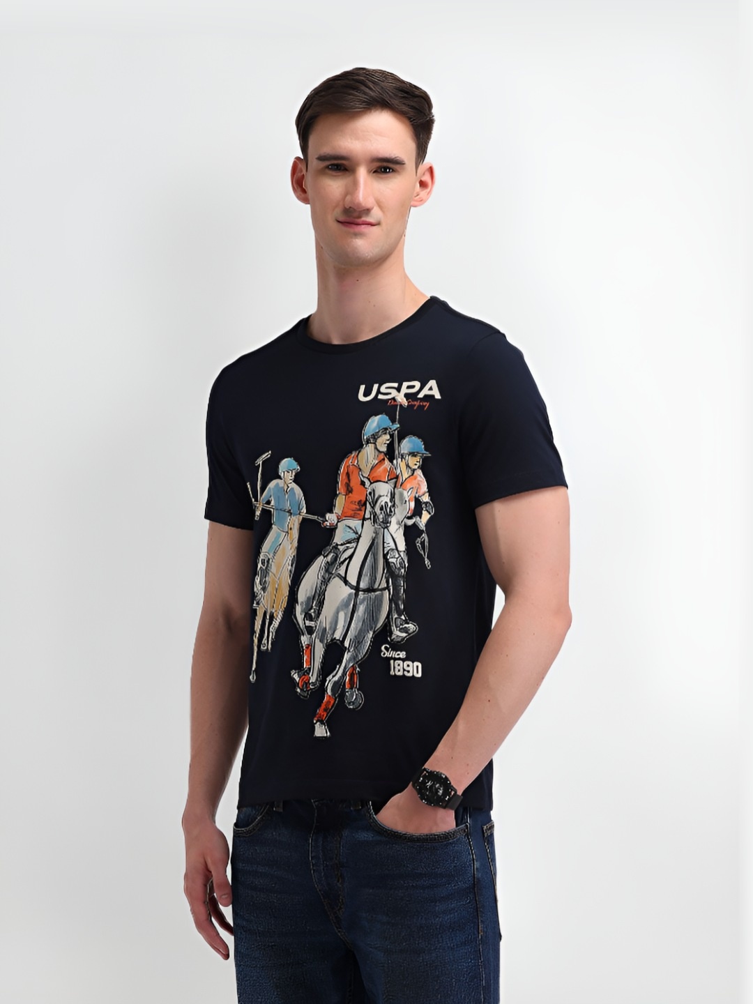 

U.S. Polo Assn. Denim Co. Men Brand Logo Printed T-shirt, Blue