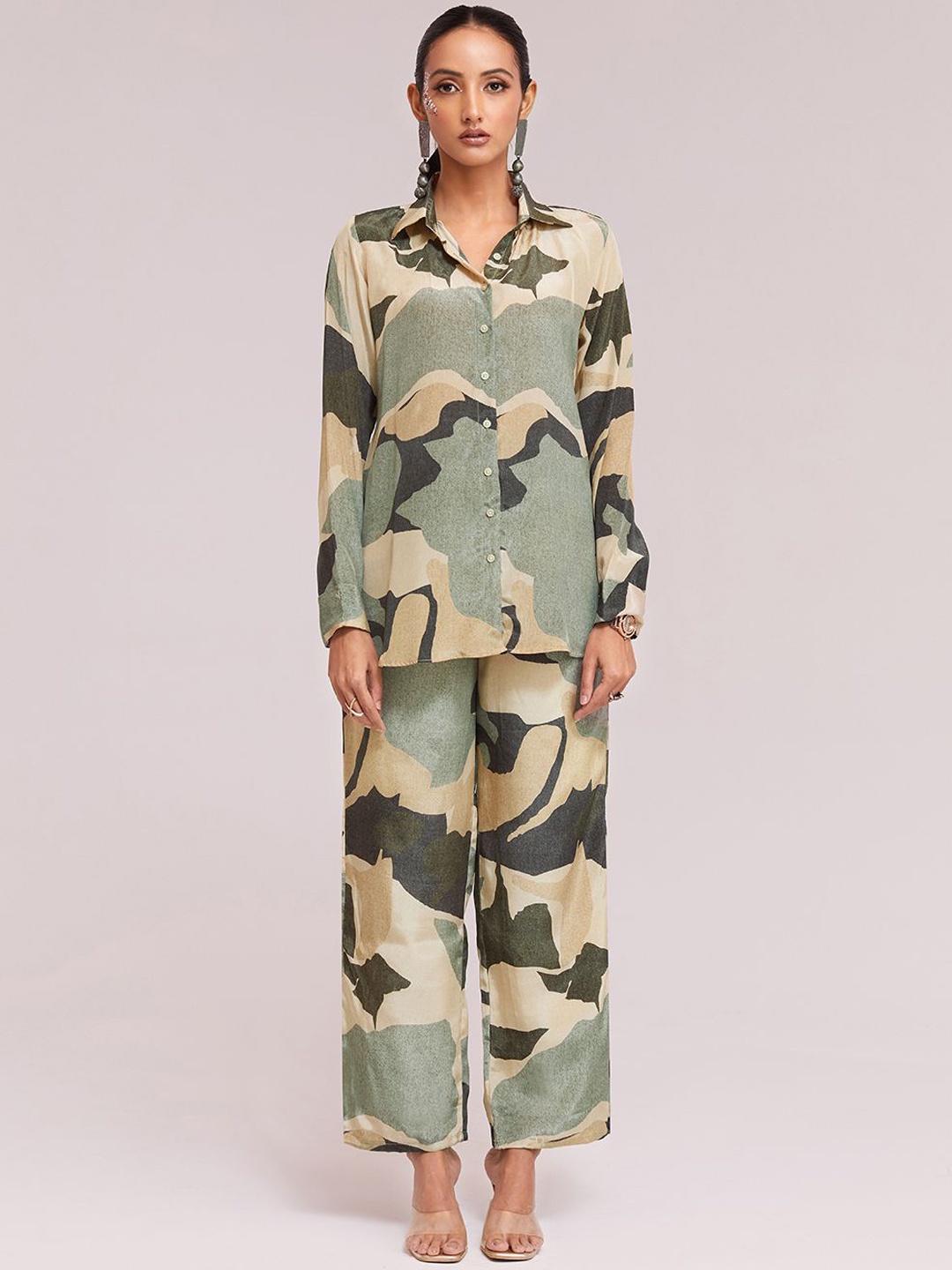 

Fusionic Printed Shirt & Trouser Co-Ords, Green