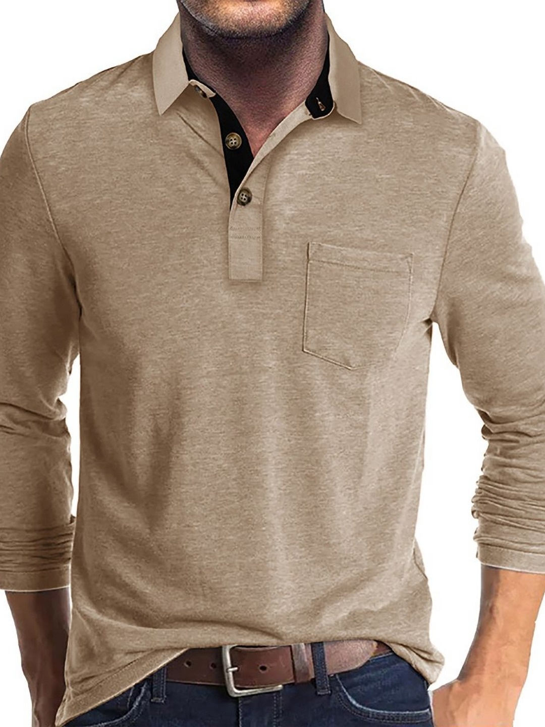 

StyleCast x Revolte Men Solid Polo Collar Cotton T-shirt, Beige