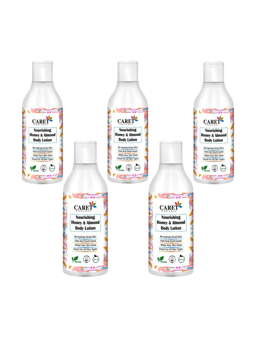 

CARET ORGANIC Set Of 5 Nourishing Honey & Almond Body Lotion - 250 ml Each, White