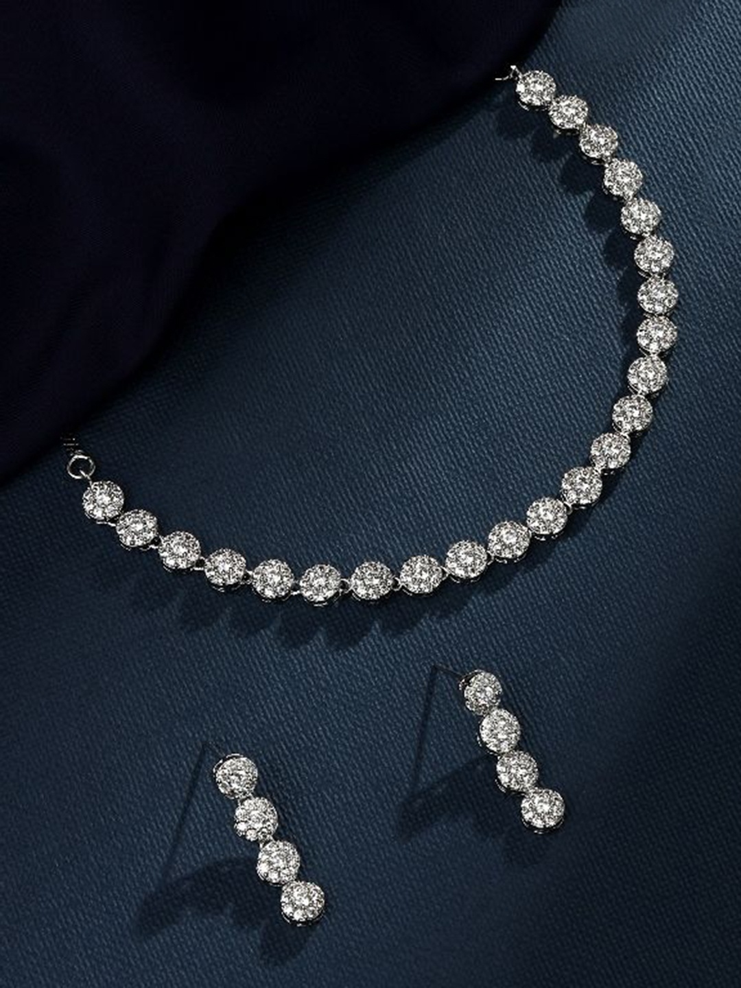 

Cierra Silver-Plated AD- Studded Round Shape Necklace & Earrings