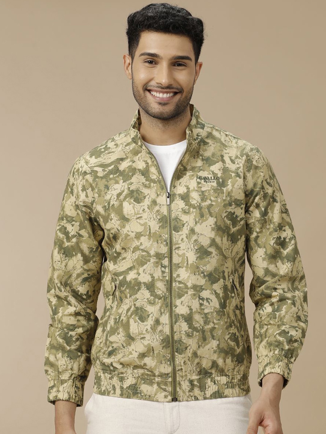 

CAVALLO by Linen Club Men Camouflage Lightweight Antimicrobial Jacket, Green