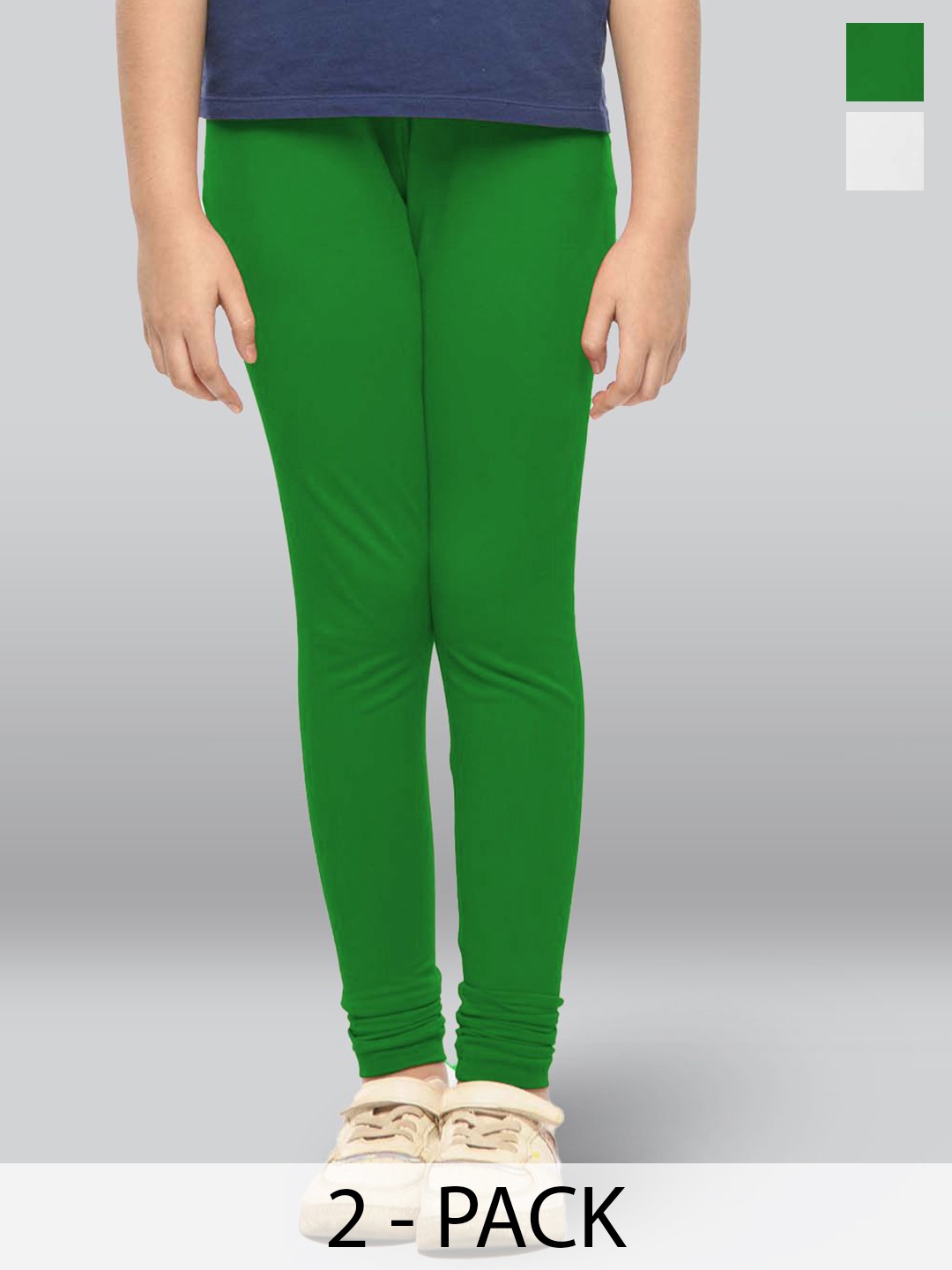 

LYRA Girls Pack Of 2 Cotton Ankle-Length Leggings, Green