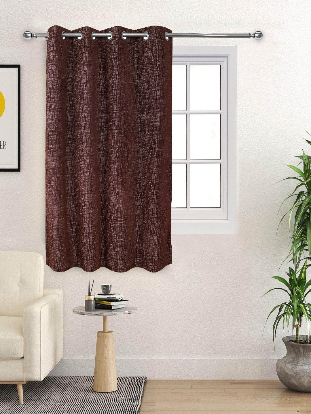 

Saral Home Brown Black Out Window Curtain
