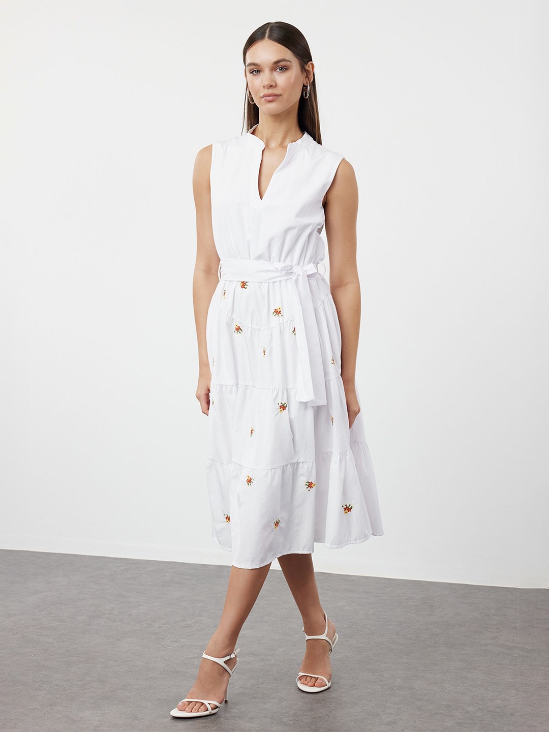 

Trendyol Striped Fit & Flare Midi Dress, Na