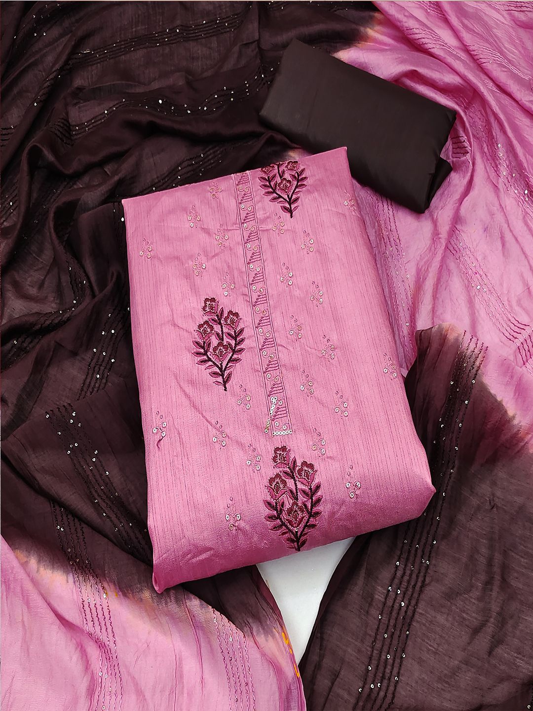 

MISS VERVE Unstitched Dress Material, Pink