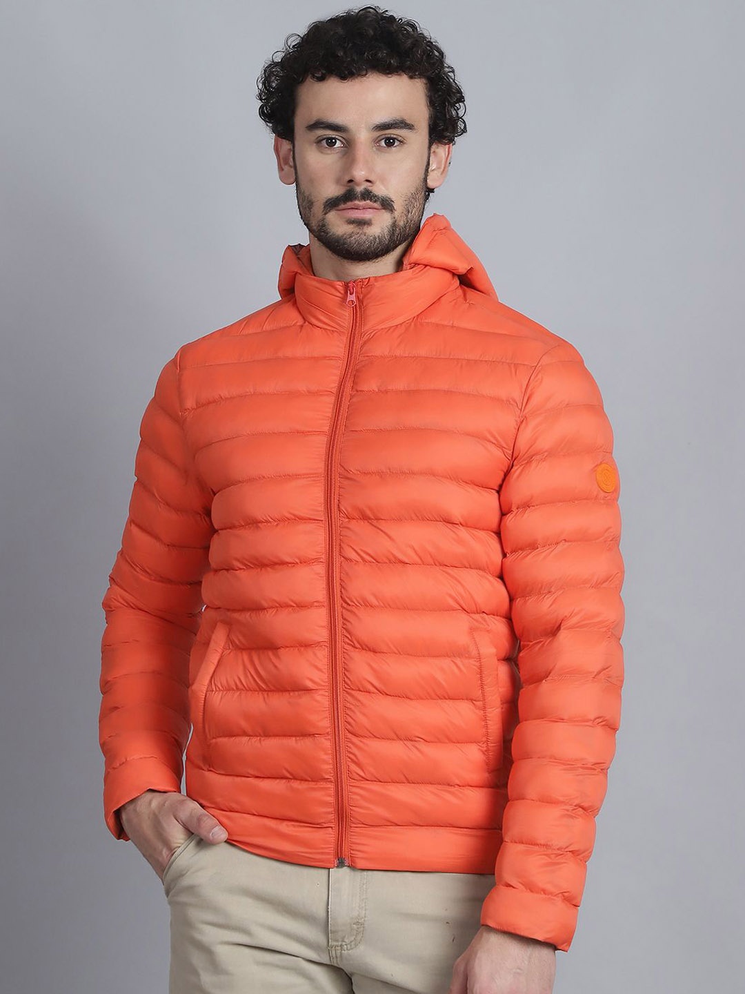 

HOUSE OF VEDAS Men Lightweight Quilted Jacket, Orange