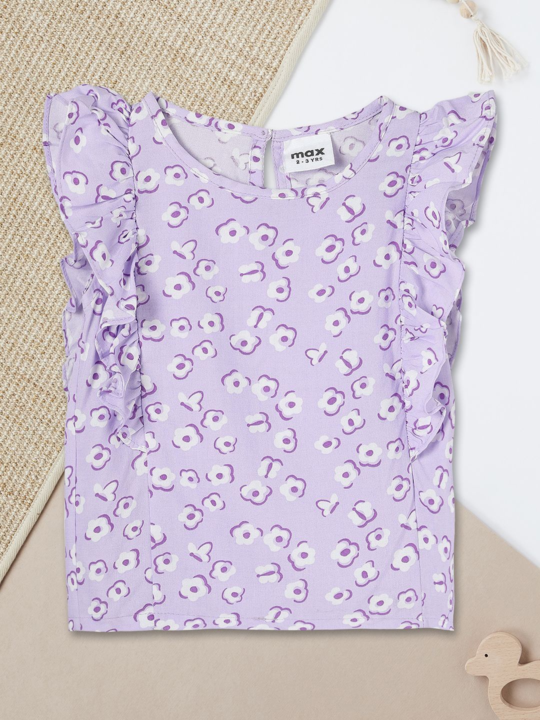 

max Print Flutter Sleeve Top, Purple