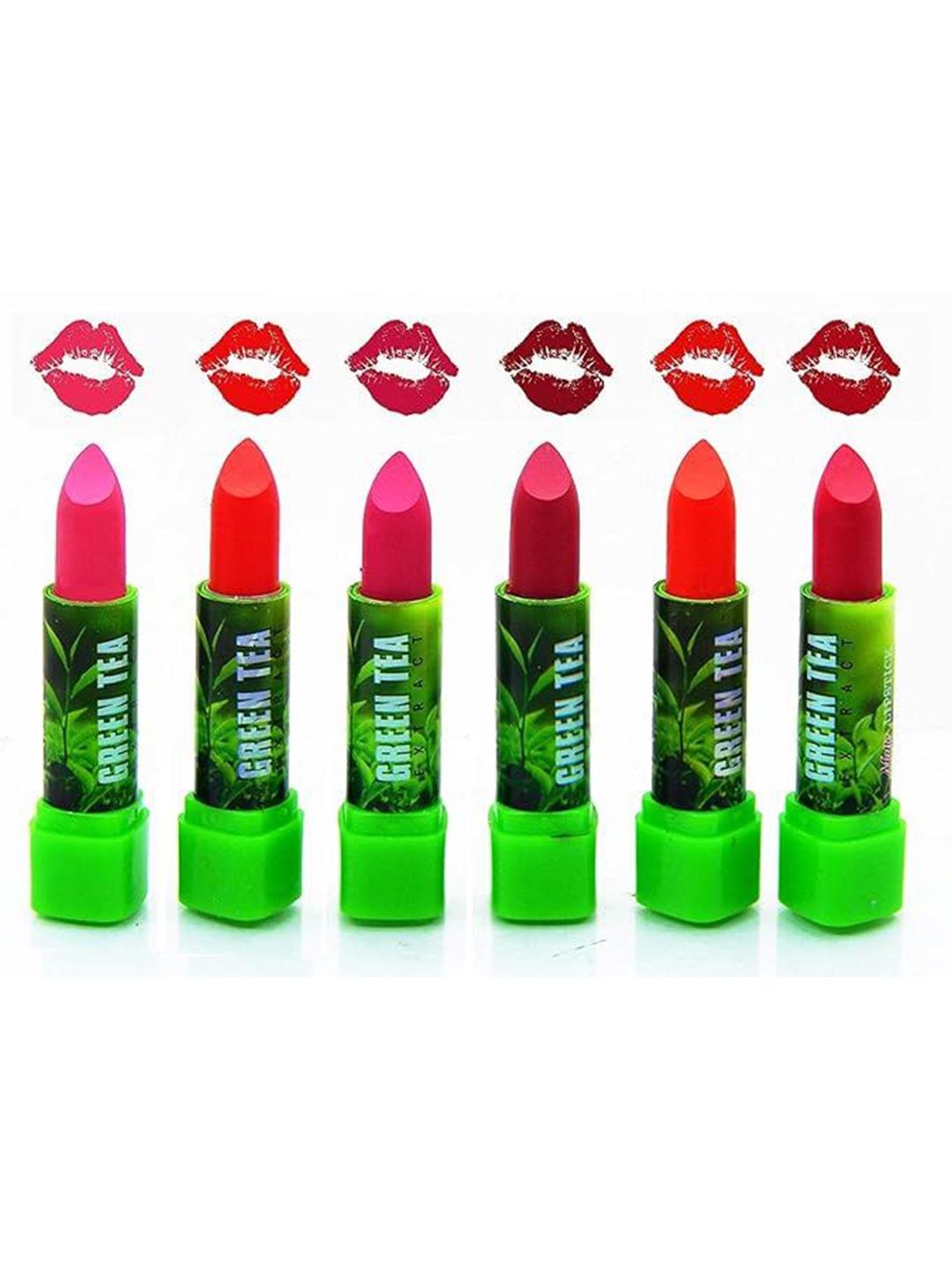 

YELGO Pack of 12 Super Matte Green Tea Extract Combo Lipstick, Multi