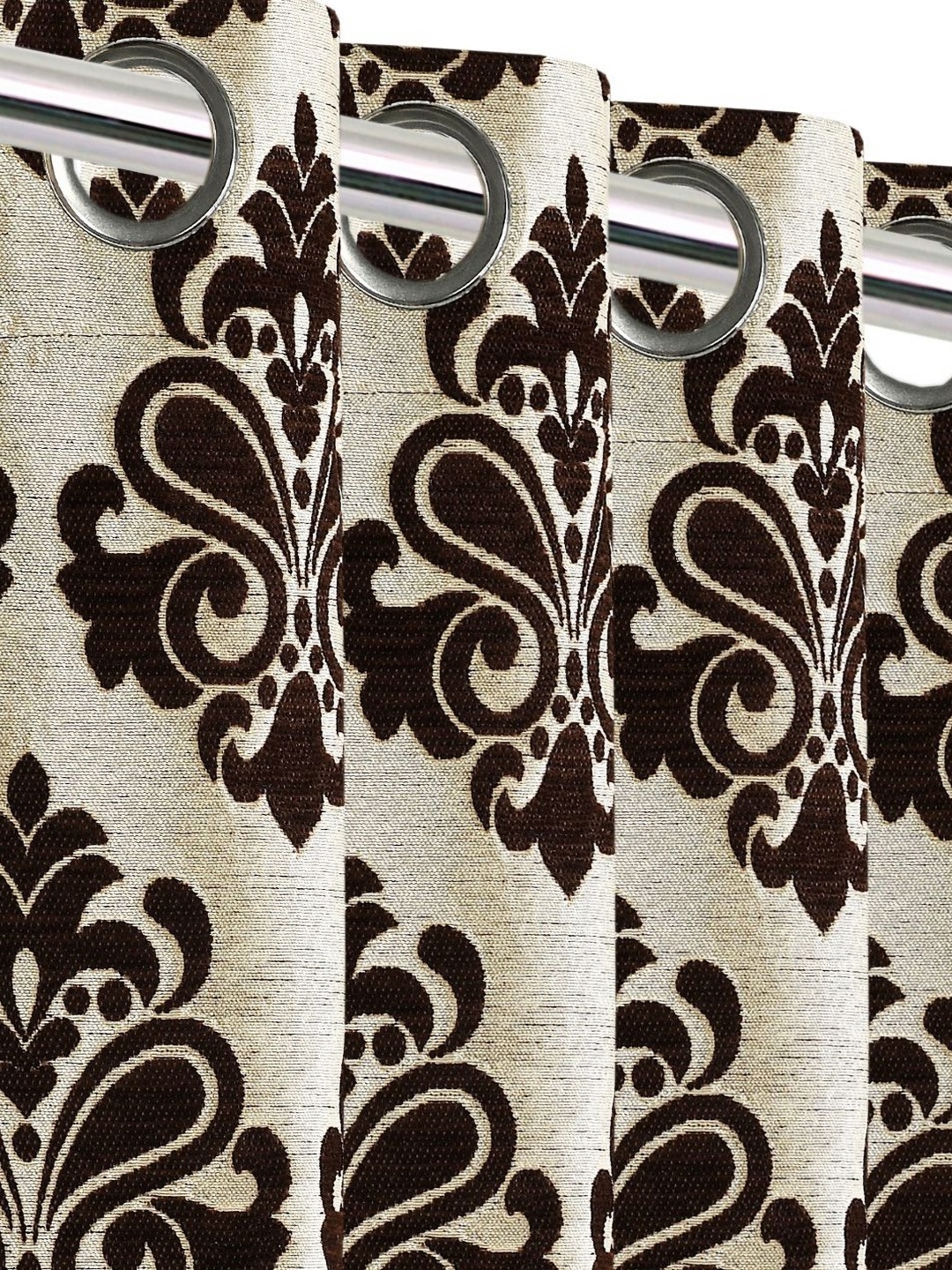 

Saral Home Brown & Off White Ethnic Motifs Black Out Long Door Curtain