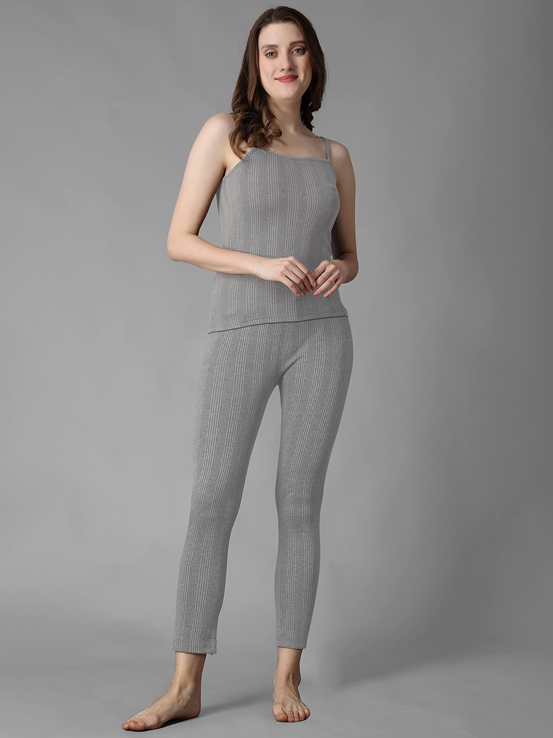 

Wearslim Striped Cotton Thermal Set, Grey