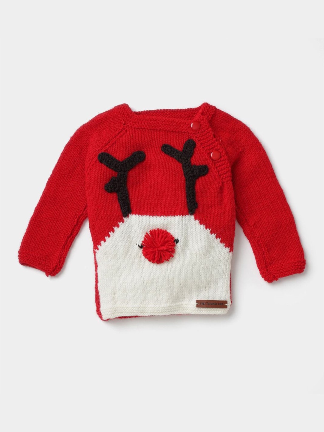 

The Original Knit Kids Self Design Winter Pullover, Red