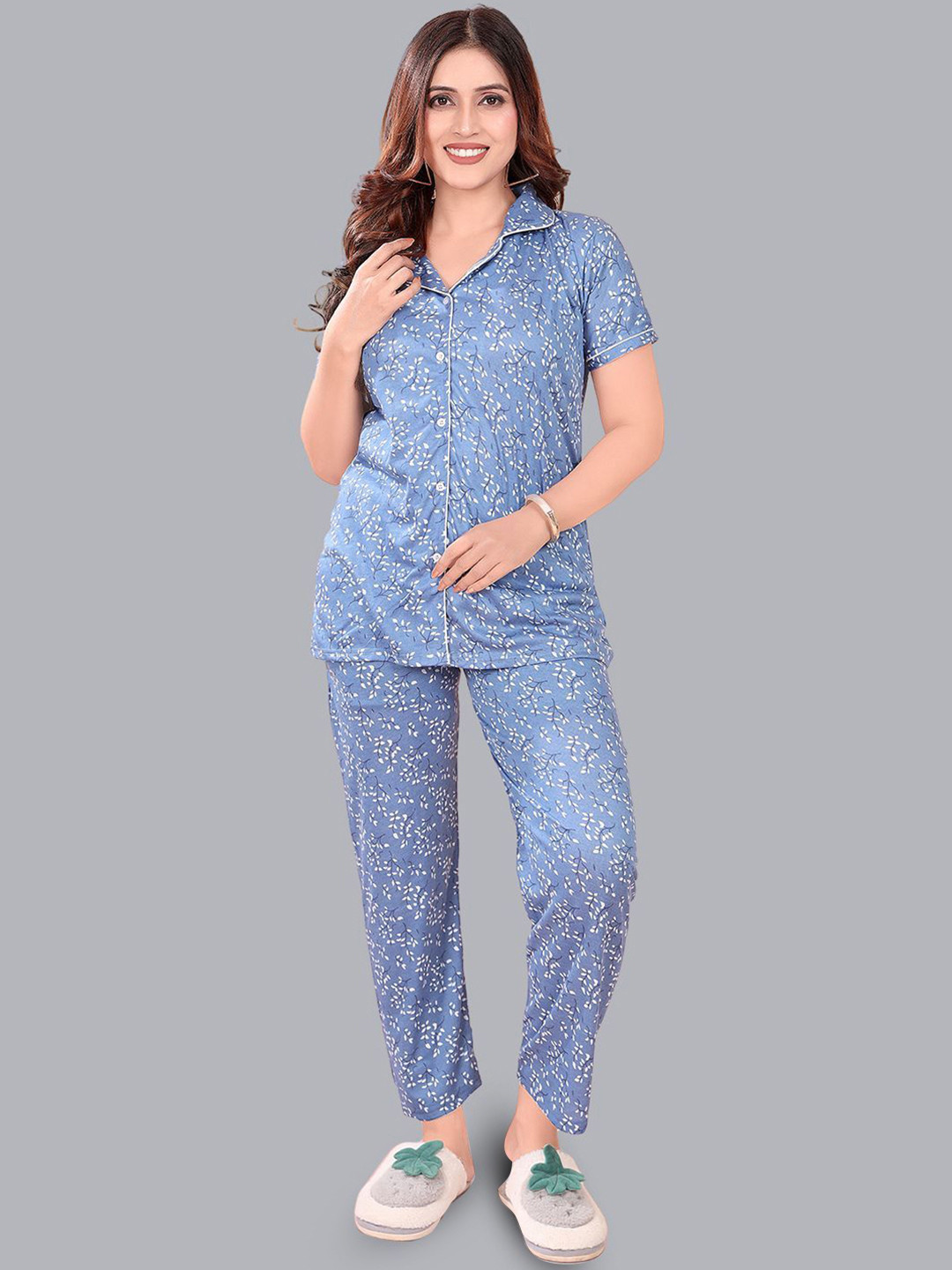 

FOMTI Women Printed Night suit, Blue