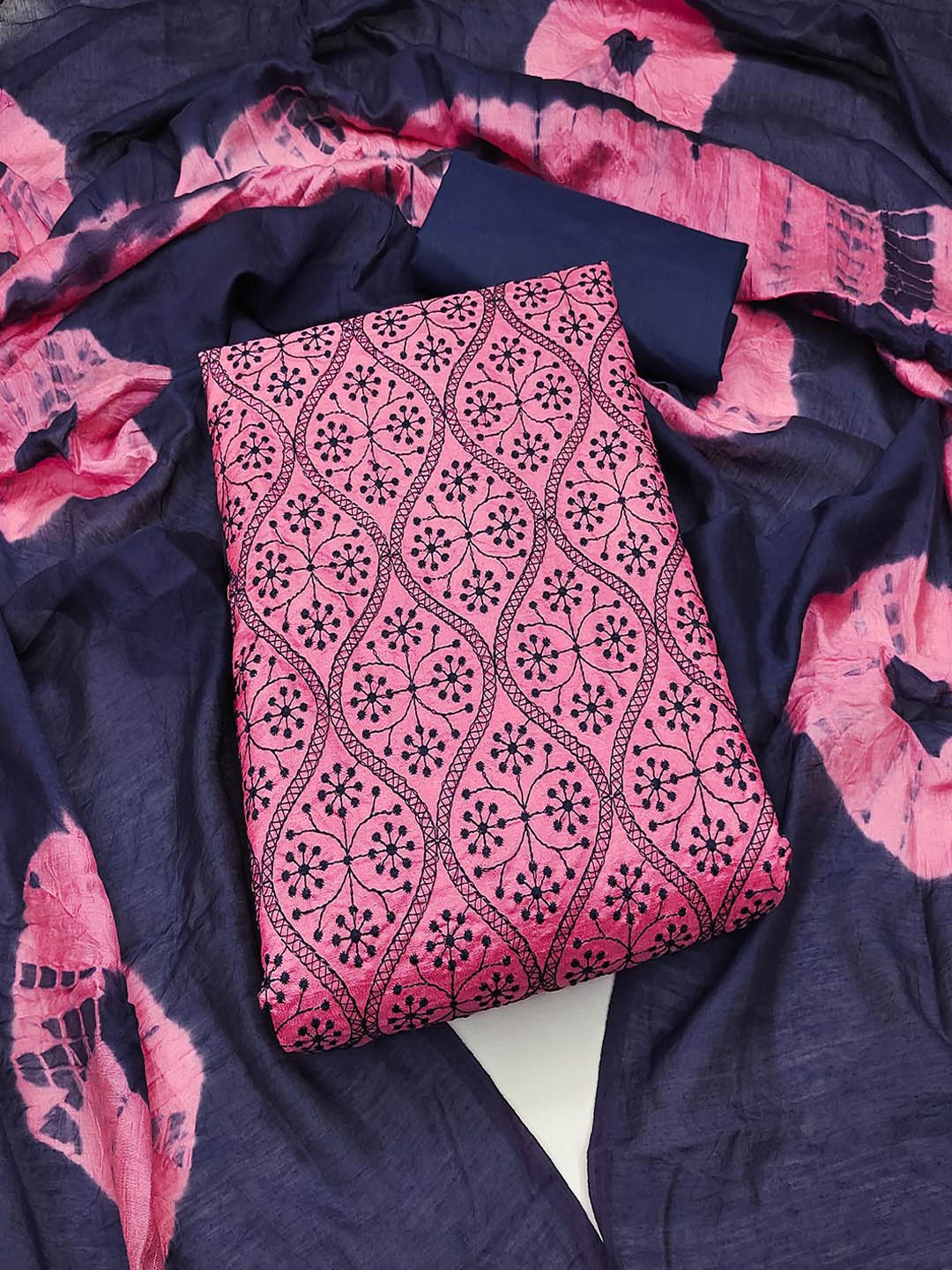 

MISS VERVE Unstitched Dress Material, Pink