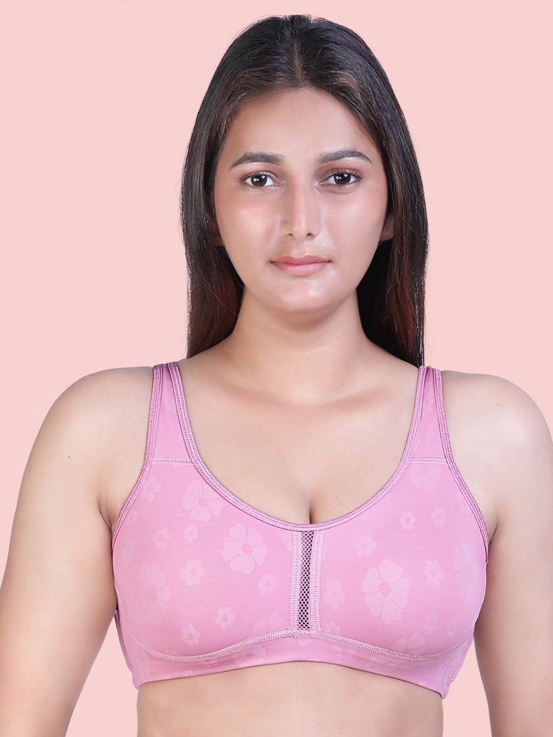 

Amour Secret Floral Full Coverage Non Padded Minimizer Bra, Pink