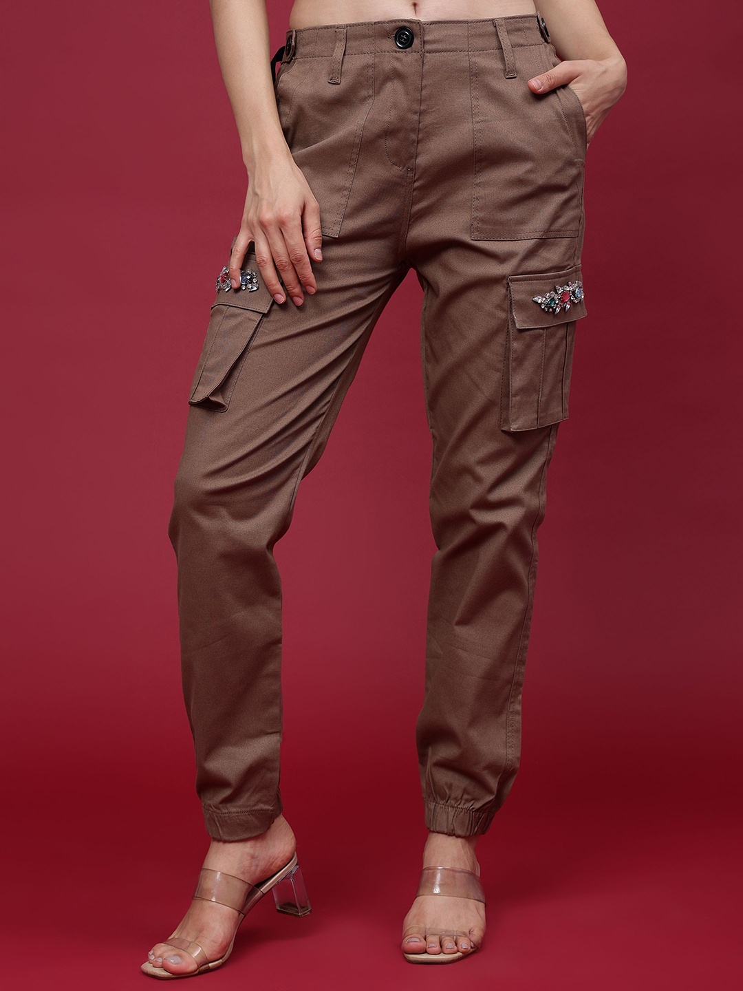 

Fashion Gaiia Women Cargos Trousers, Brown