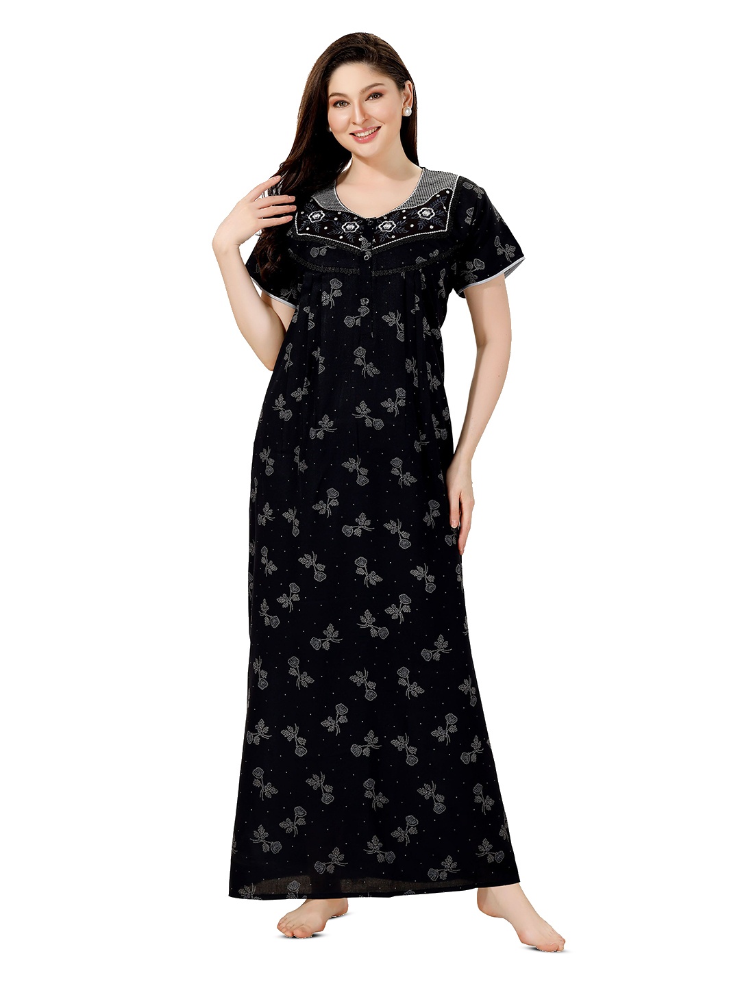 

Soulemo Printed Maxi Nightdress, Black