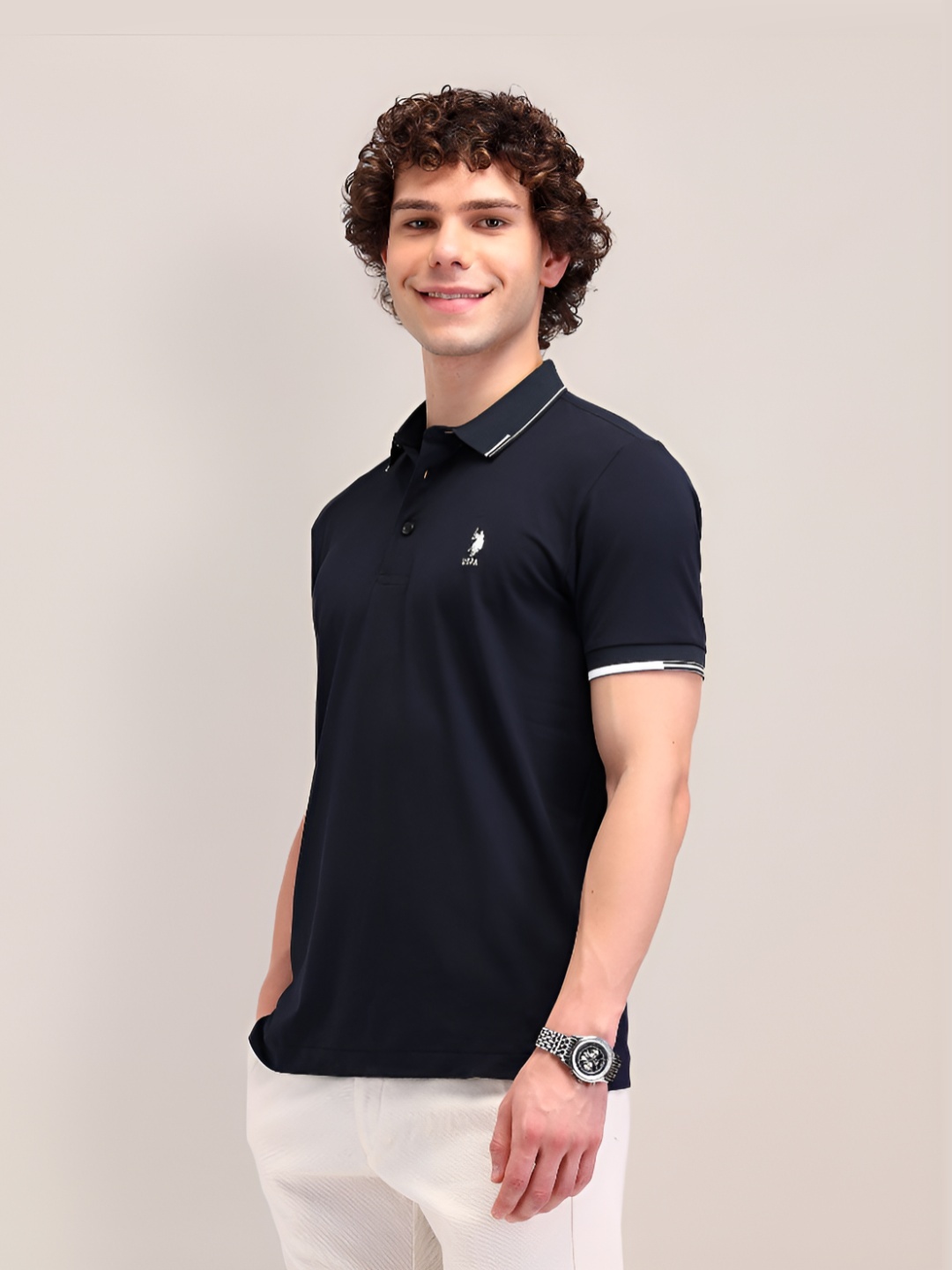 

U.S. Polo Assn. Men Polo Collar T-shirt, Blue