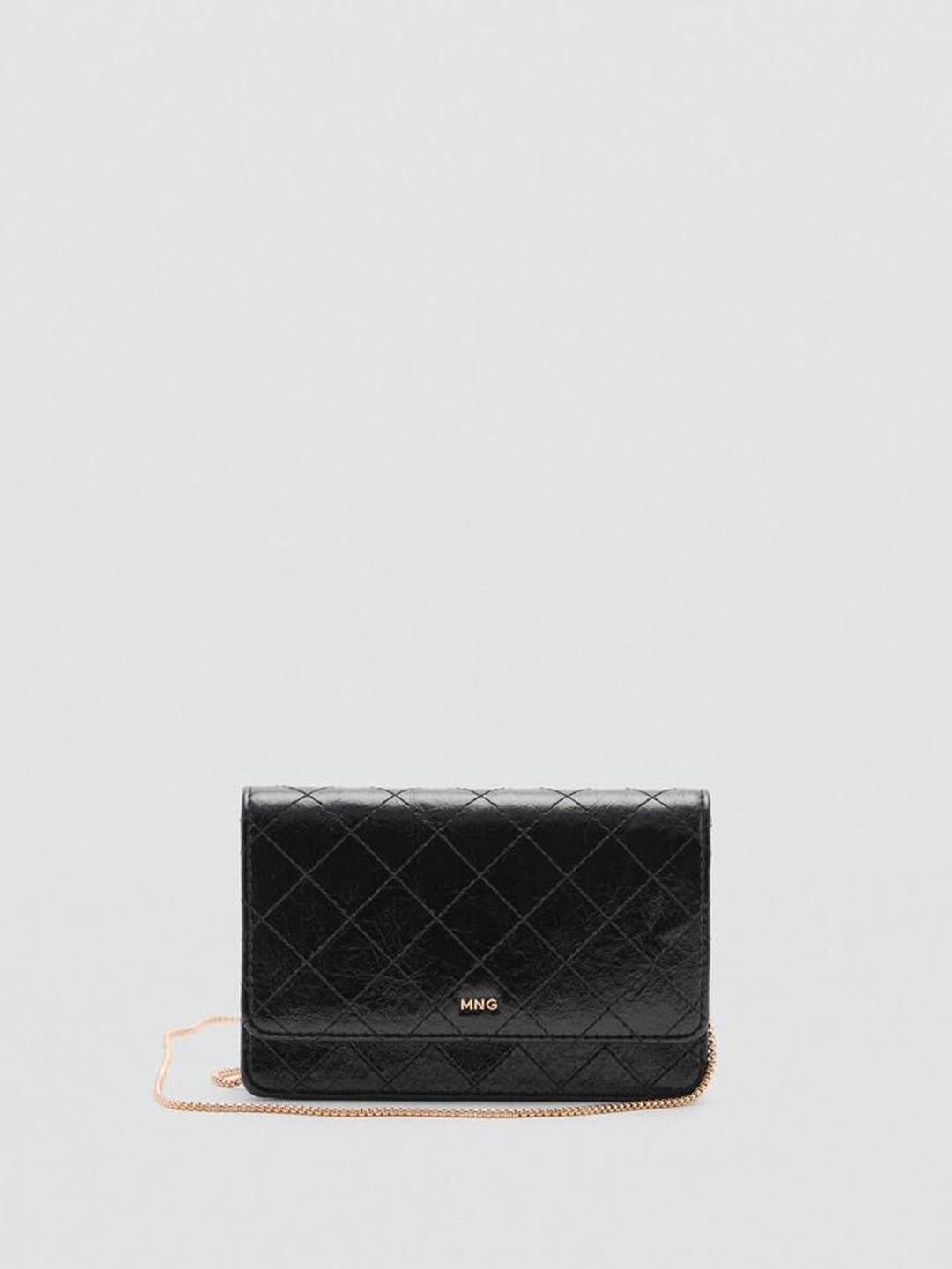 

MANGO Quilted Envelope Clutch, Black