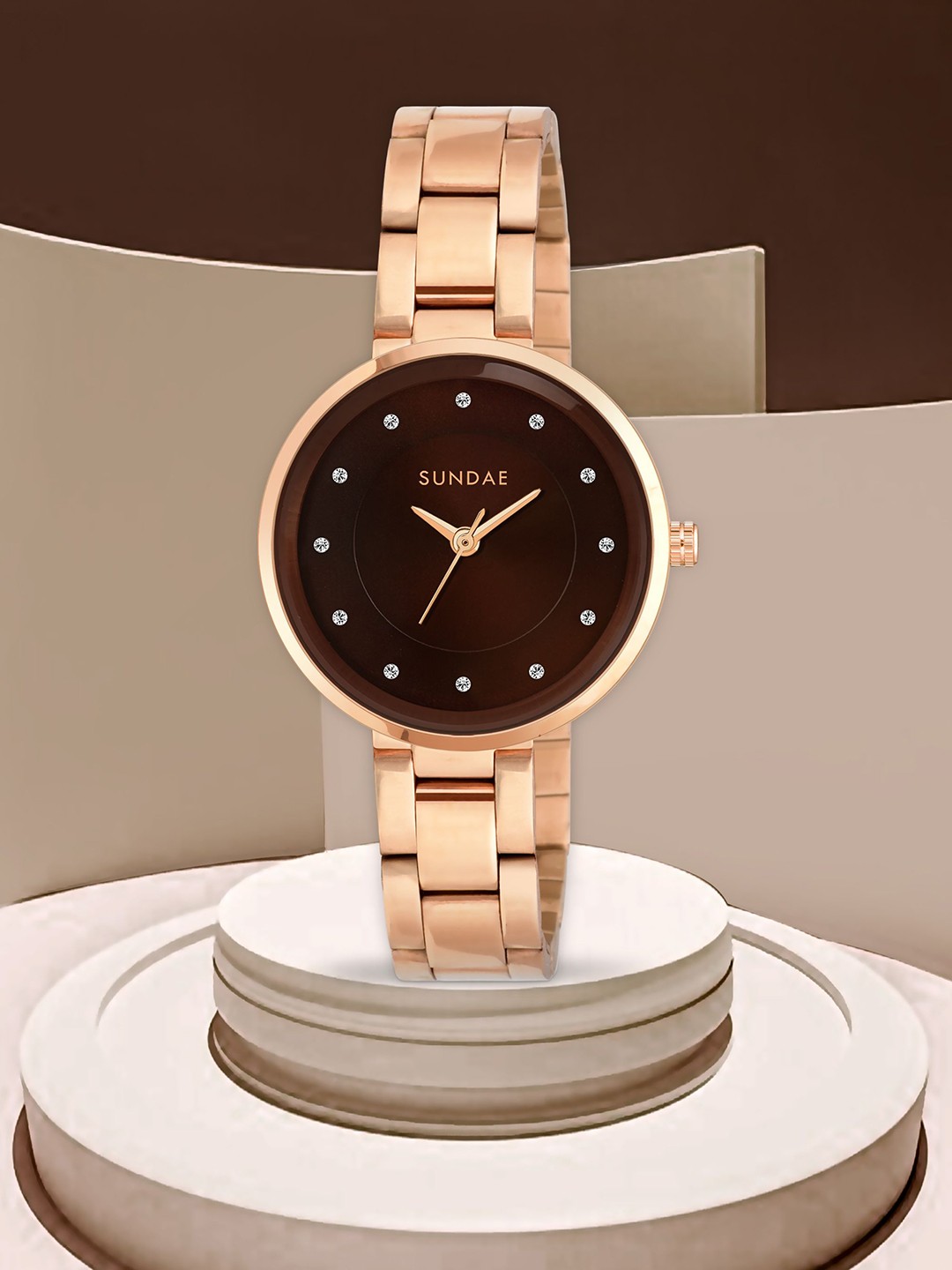 

SUNDAE Women Dial & Stainless Steel Bracelet Style Straps Analogue Multi Function Watch 788546 NKT-FE-60, Brown