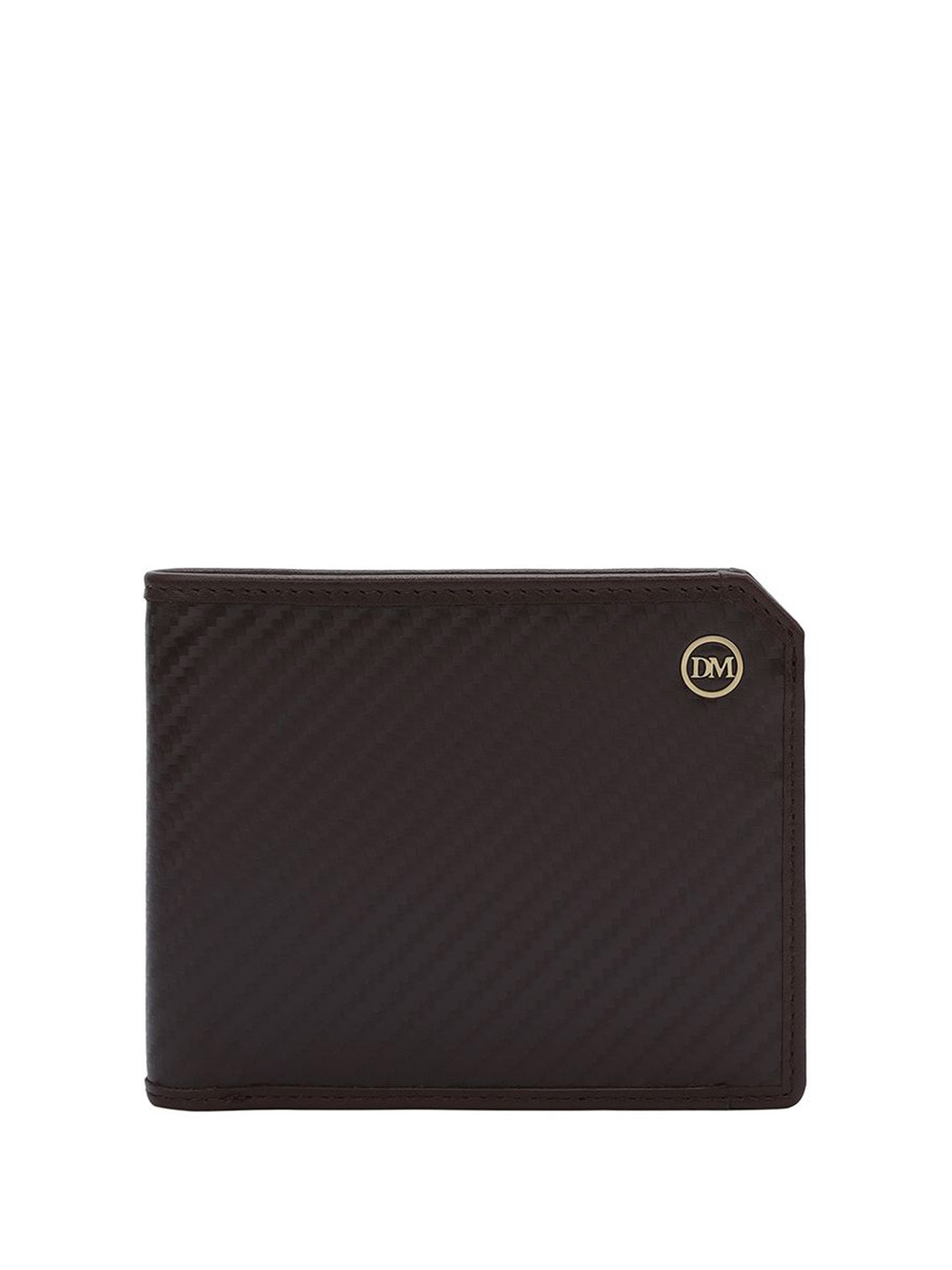 

Da Milano Men Textured Leather Two Fold Wallet, Brown