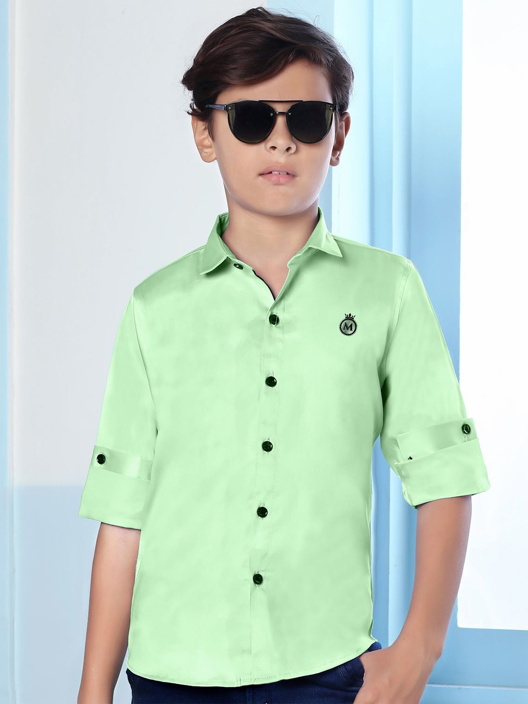 

MashUp Boys Classic Opaque Casual Shirt, Green
