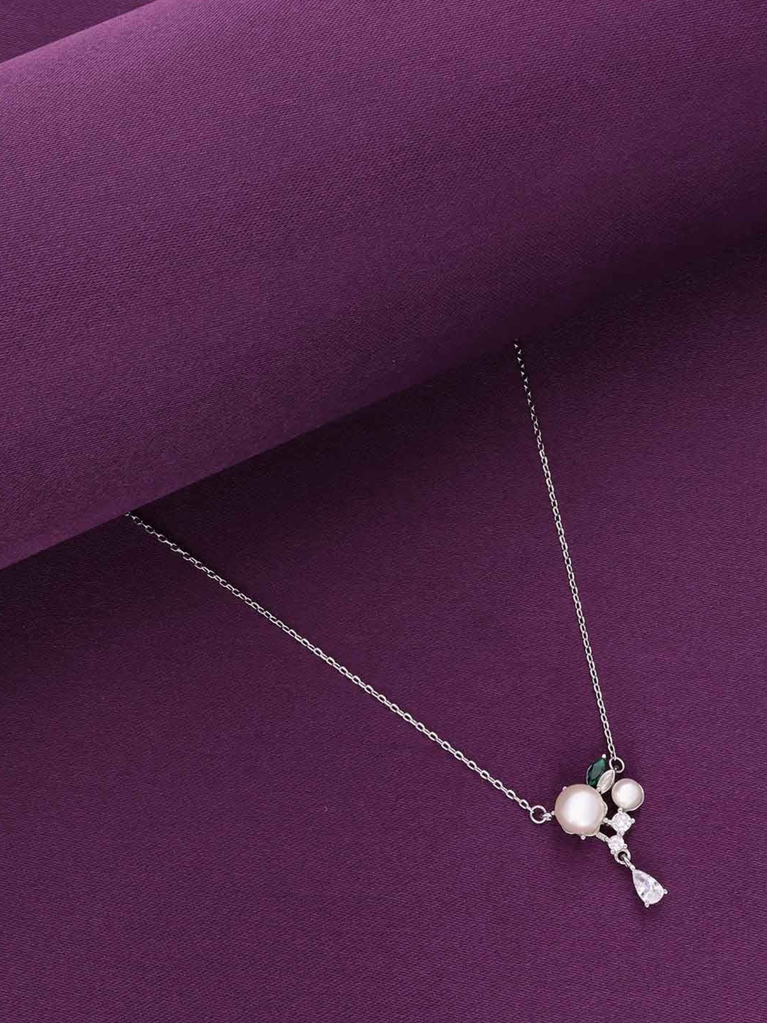 

KAI JEWEL 92.5 Sterling Silver Rhodium-Plated Cubic Zirconia Necklace