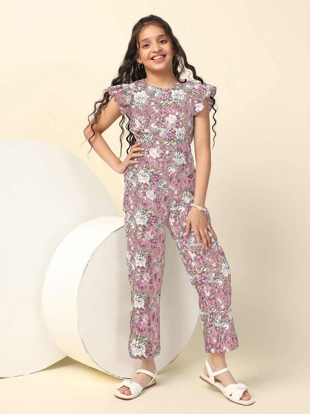 

FASHION DREAM Girls Printed Basic Jumpsuit, Pink