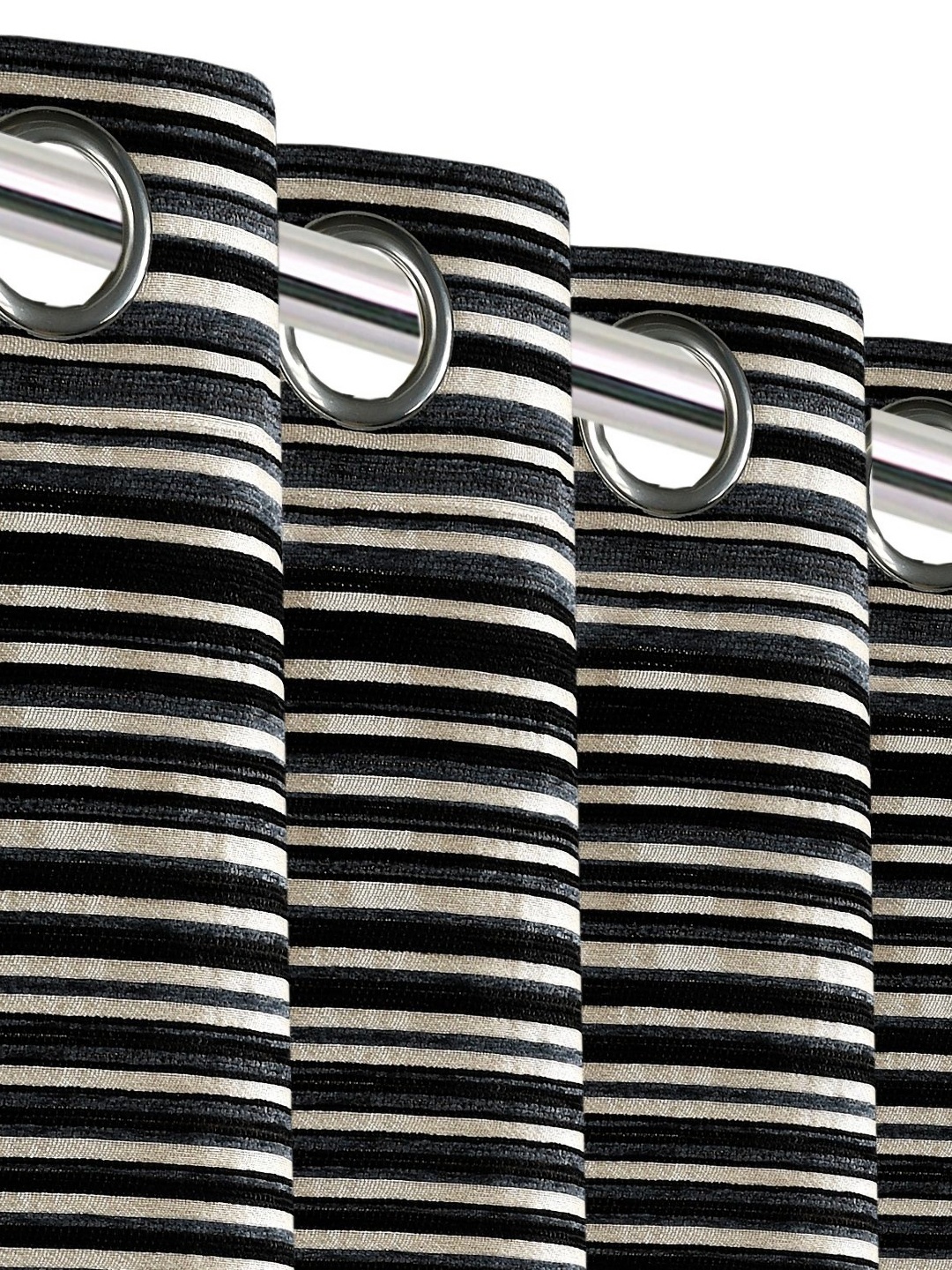 

Saral Home Grey & Off White 2 Pieces Striped Black Out Window Curtains