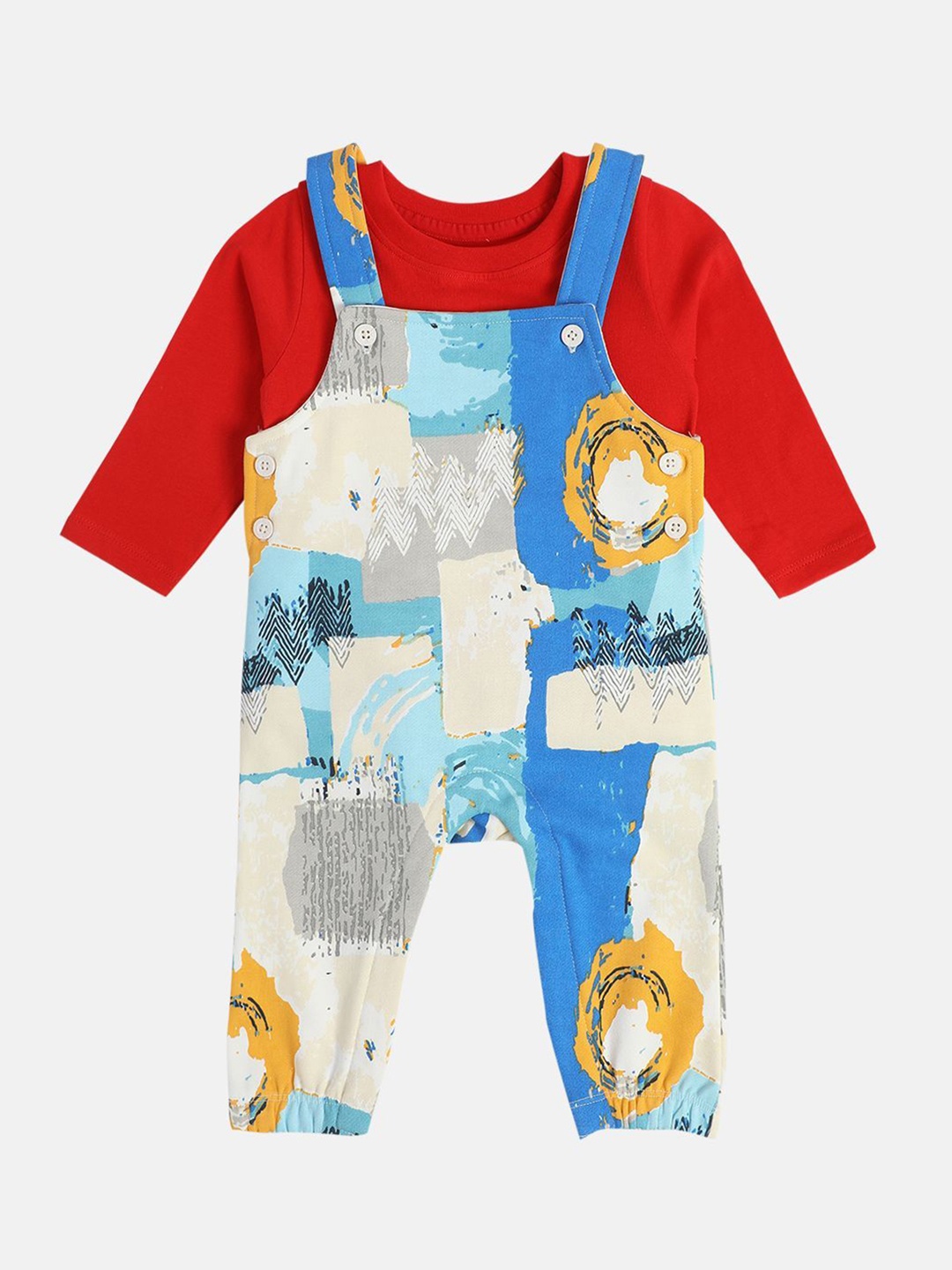 

MINI KLUB Infant Boys Printed Dungaree With T-Shirt, Red