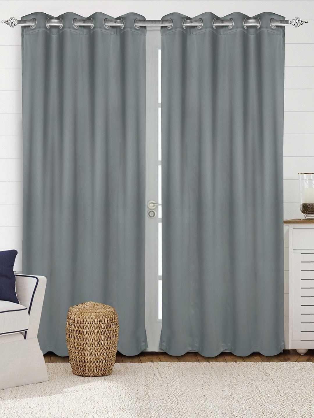 

Saral Home Black 2 Pieces Black Out Velvet Long Door Curtain