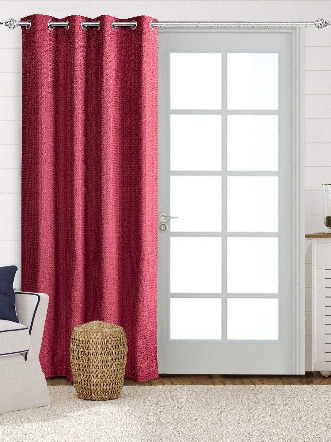 

Saral Home Maroon Geometric Room Darkening Cotton Long Door Curtain