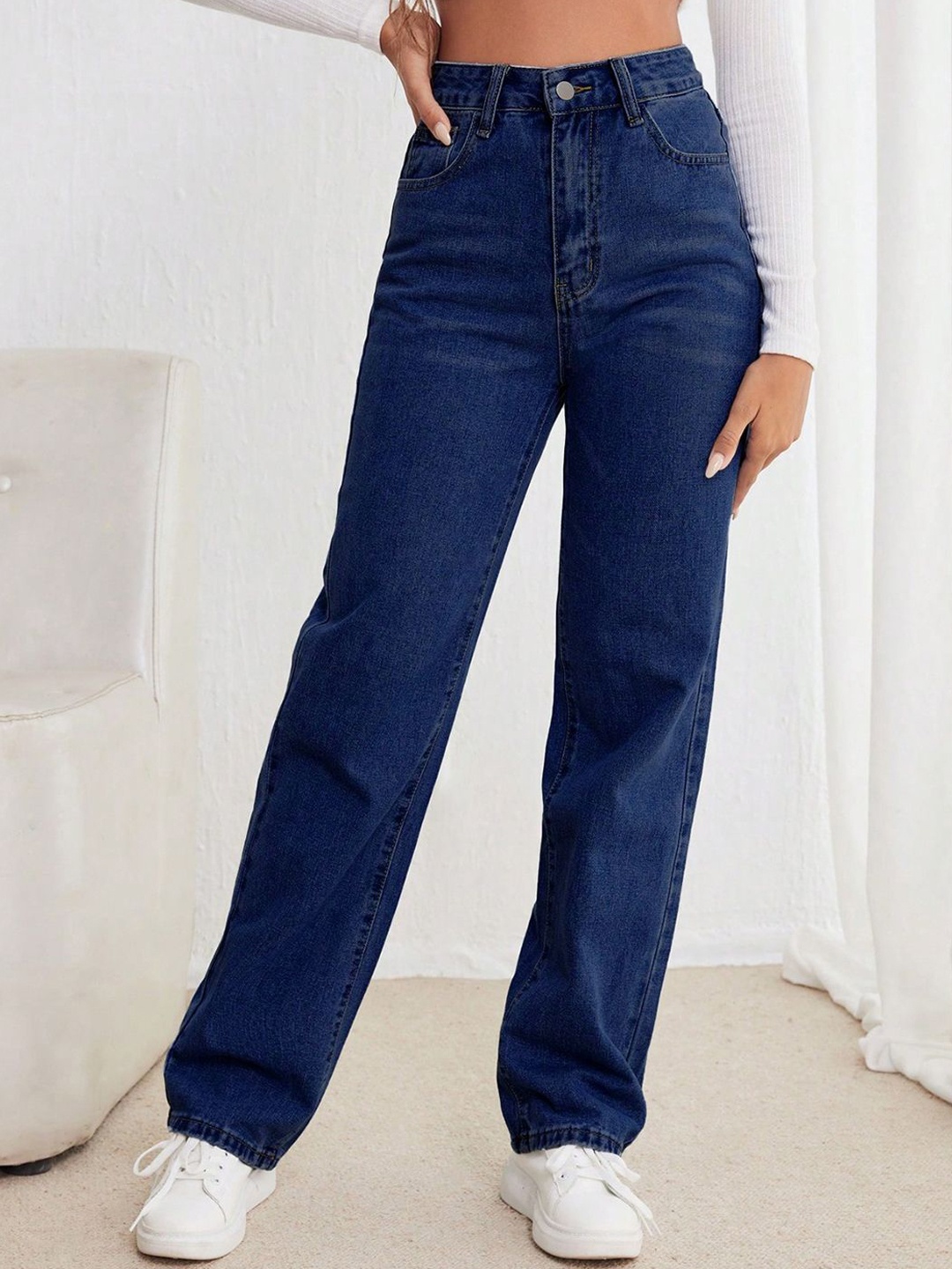 

Kotty Women Straight Fit High-Rise Stretchable Jeans, Blue
